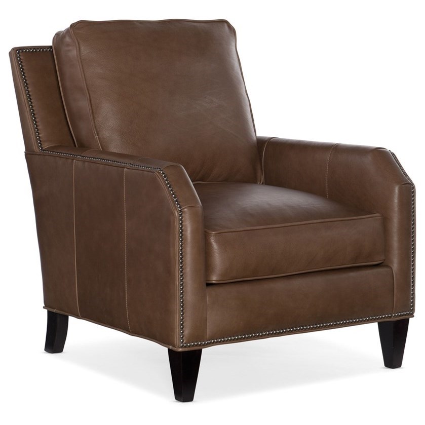 Bradington Young Caroline Transitional Leather Chair with Nailhead Trim