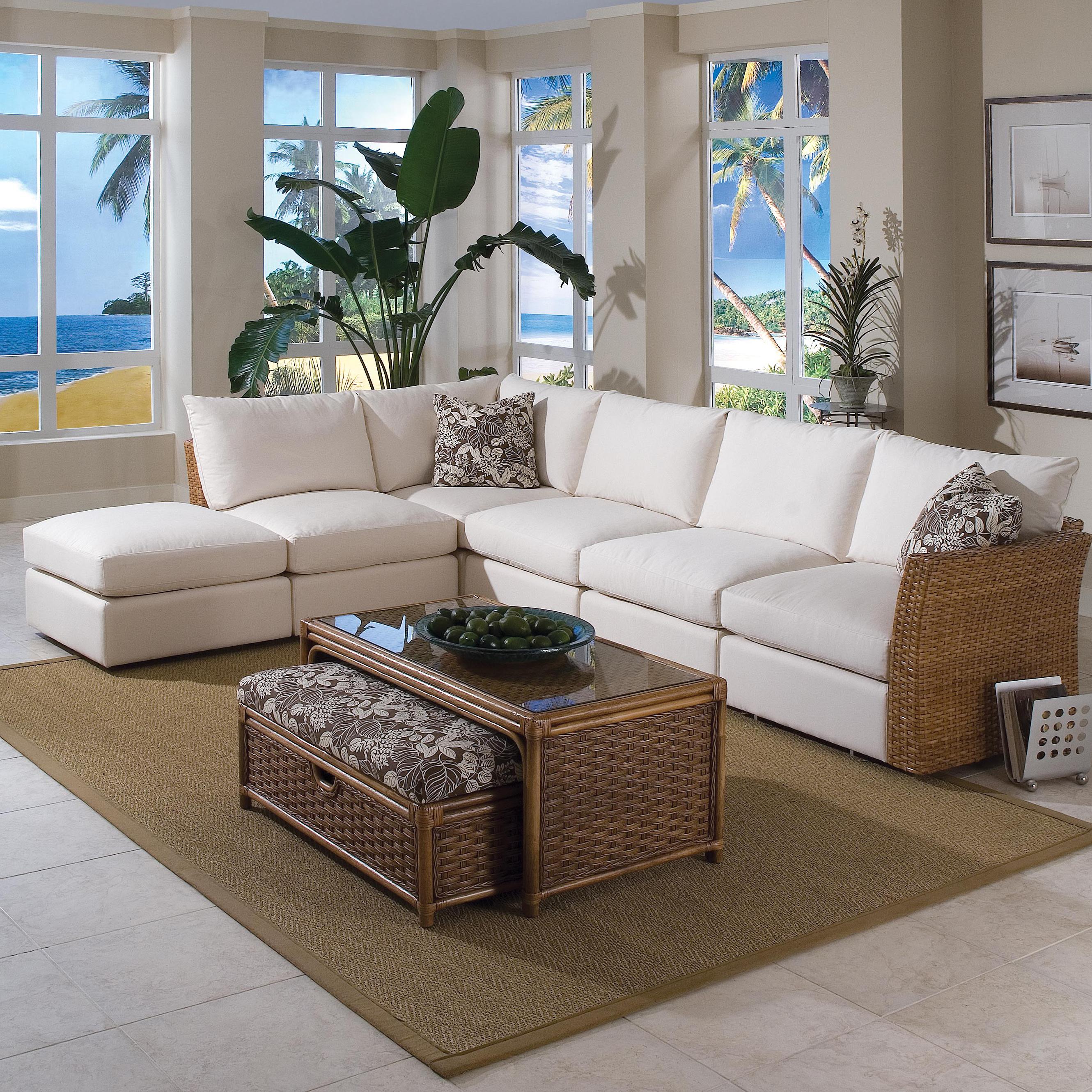Vendor 10 Grand Water Point Tropical Sectional Sofa with Two Pillows