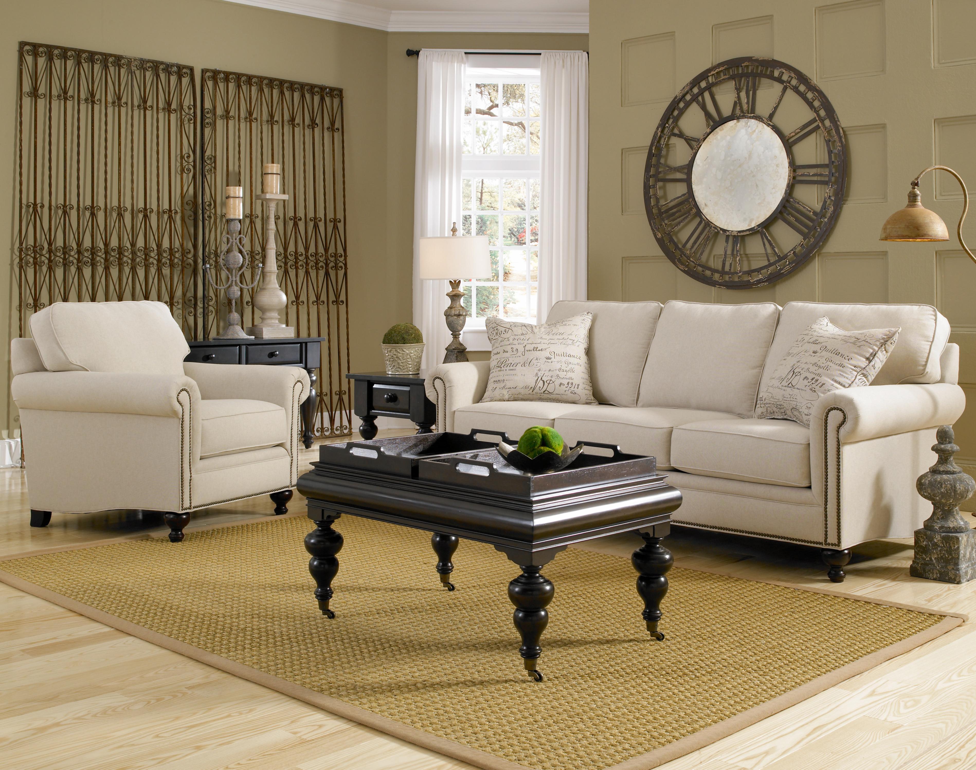 Broyhill Furniture Harrison Traditional Style Sofa with Exposed Wood