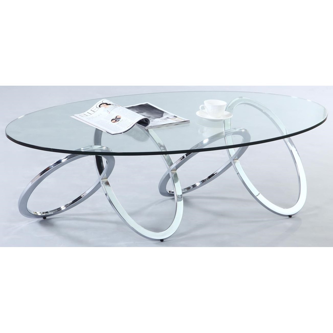 Chintaly Imports 4036 4036CT Oval Glass Top Cocktail Table Corner