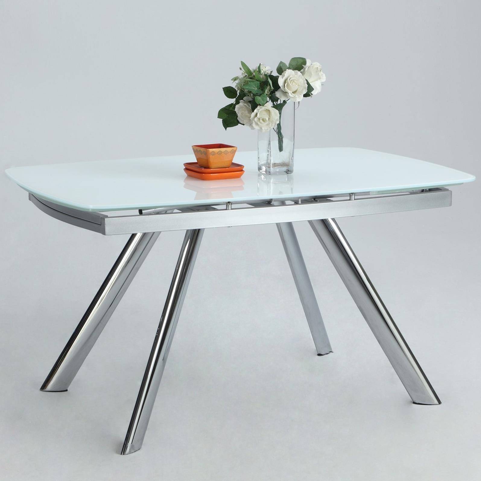 Chintaly Imports Alina ALINADT SelfStoring Extension Dining Table with Chrome Legs Corner