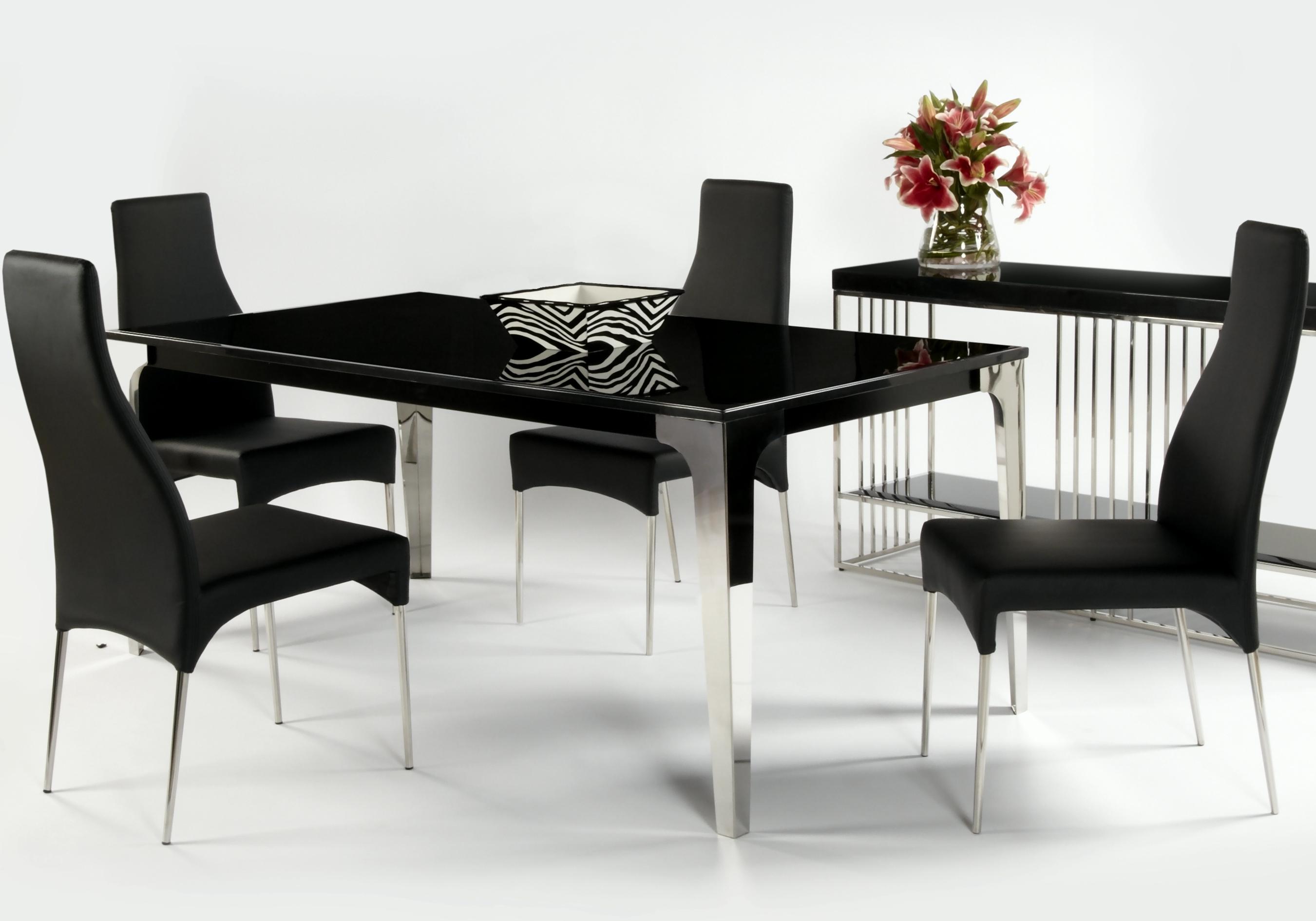 Chintaly Imports Crystal 5 Piece Leg Table and Chair Set Nassau Furniture and Mattress