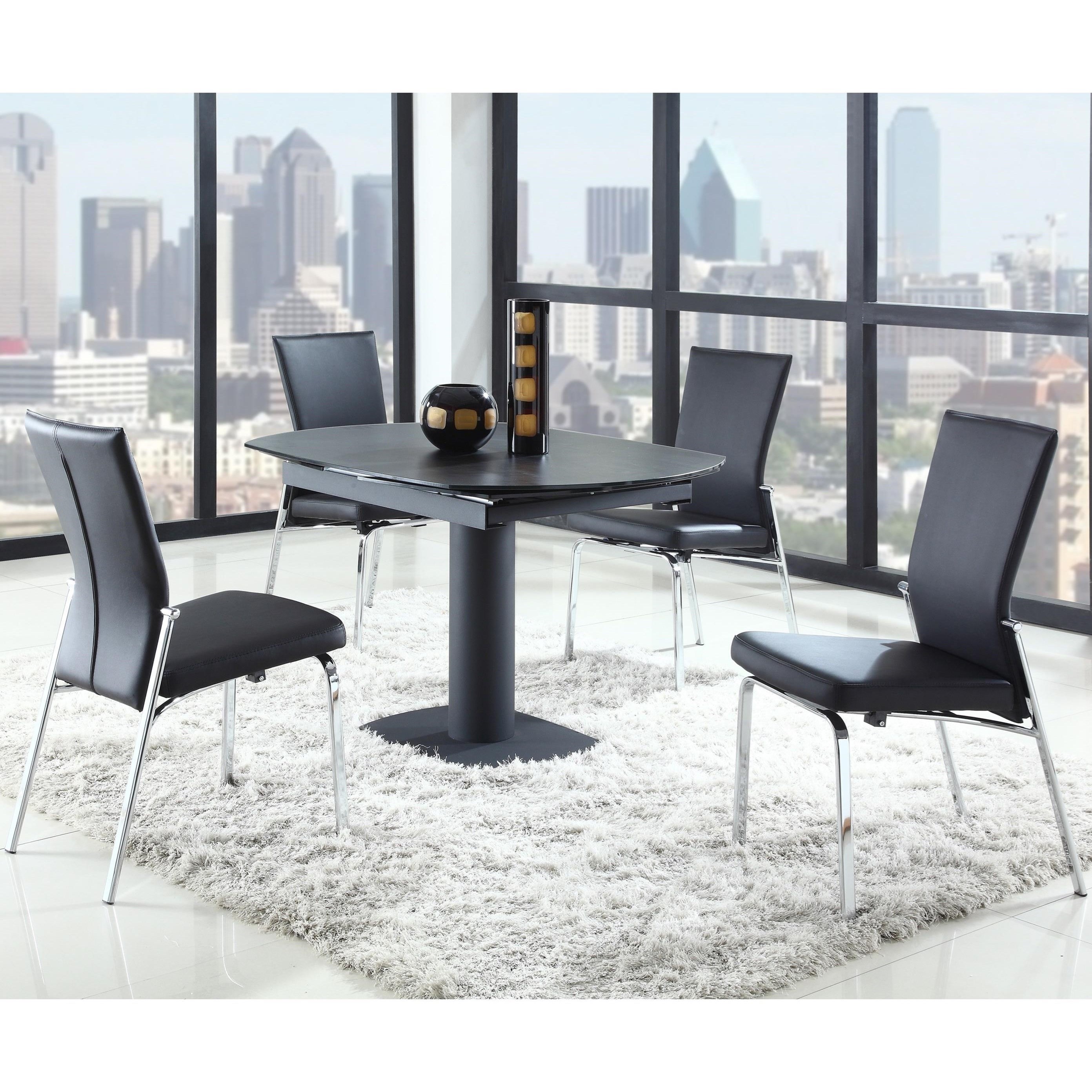 Chintaly Imports Grace GRACEBLKMOLLYBLK 5 Piece Dining Set with