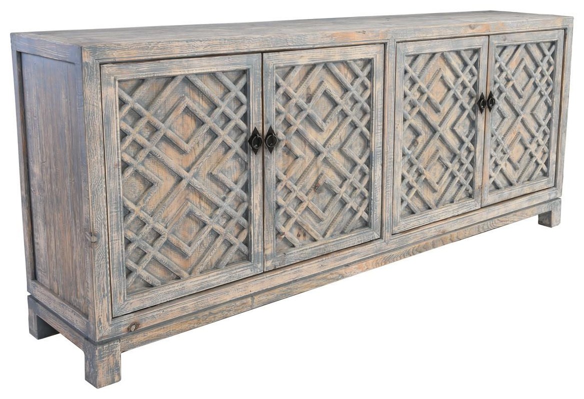 4枚組 Ultimate Suburbia Evergreen Antiques Antique Whitewash Sideboard 4 Door