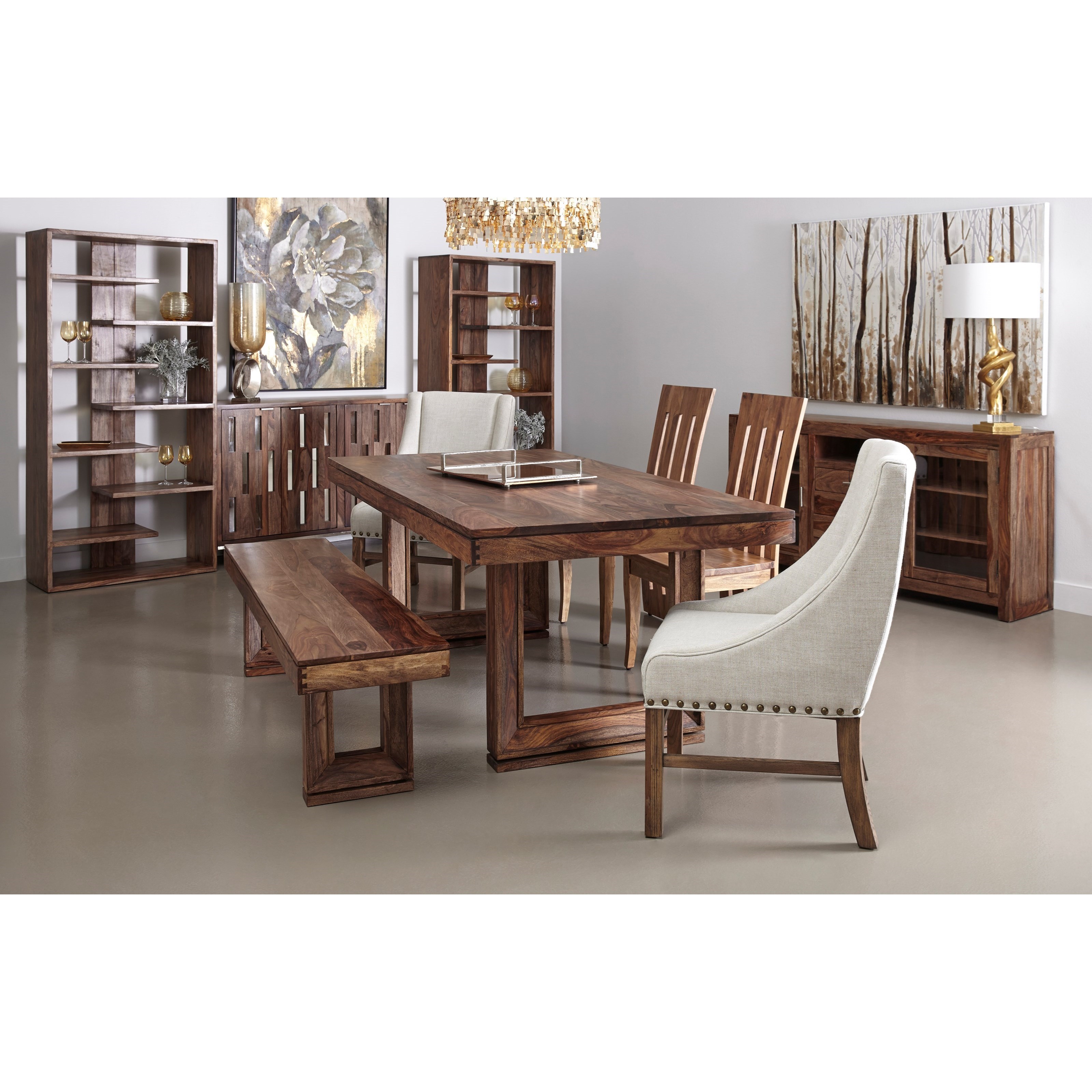 Coast to Coast Imports Brownstone Rustic Dining Table With Beveled Legs
