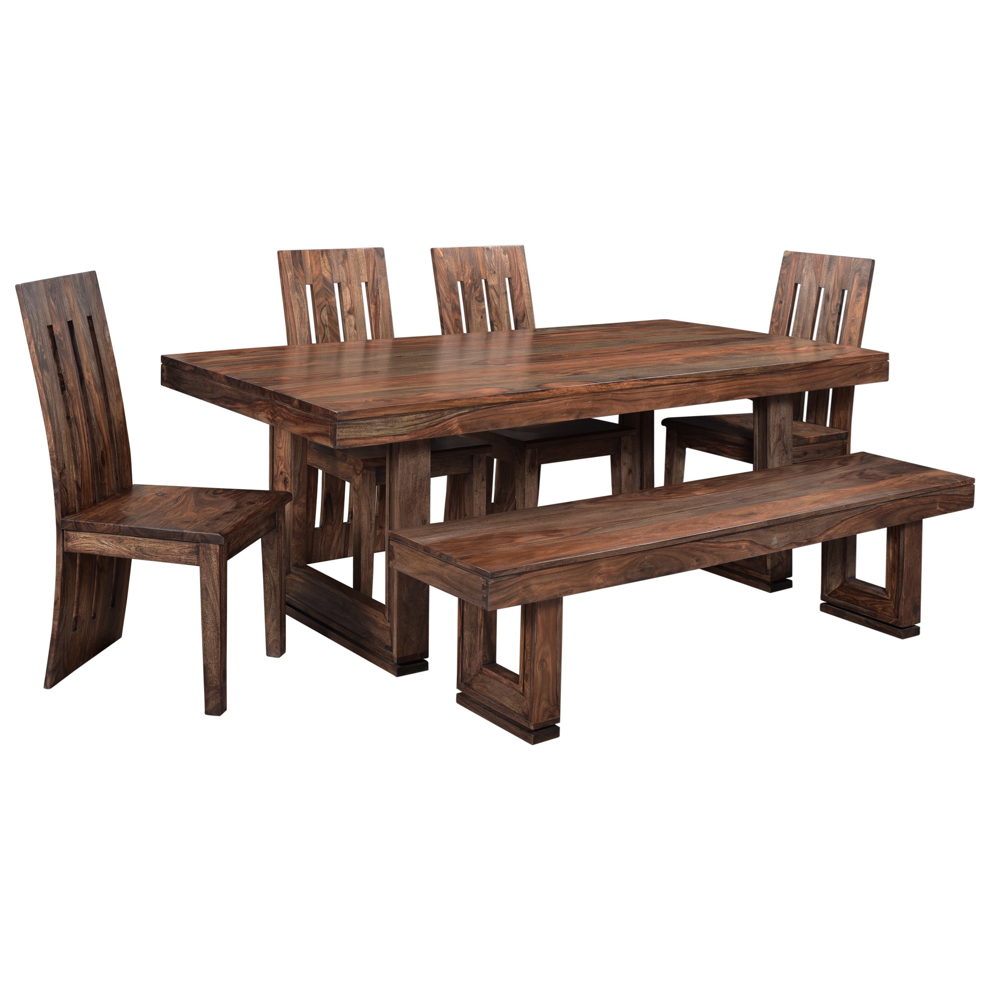 Coast to Coast Imports Brownstone Rustic Dining Table With Beveled Legs