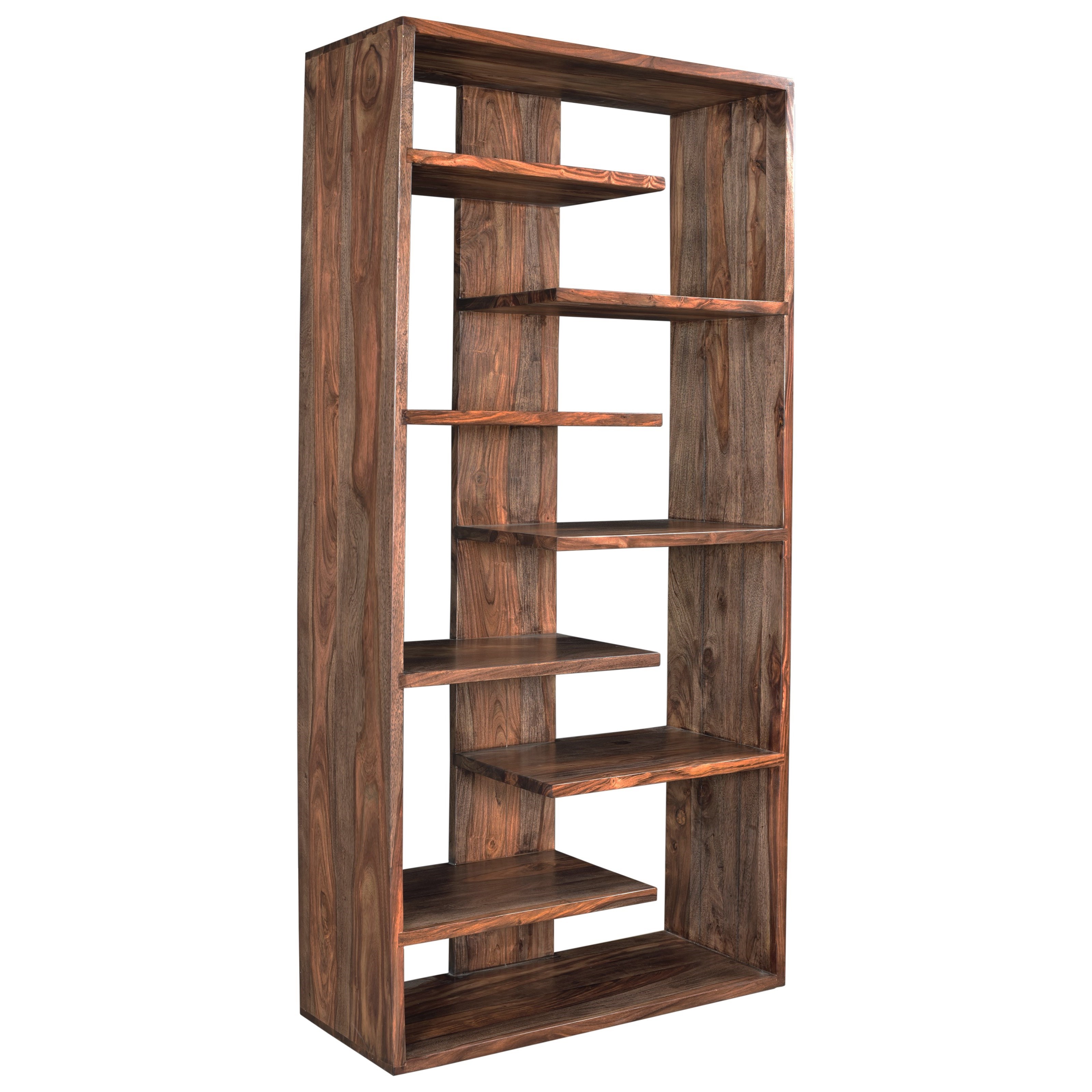 Coast to Coast Imports Brownstone Bookcase with Offset Shelves