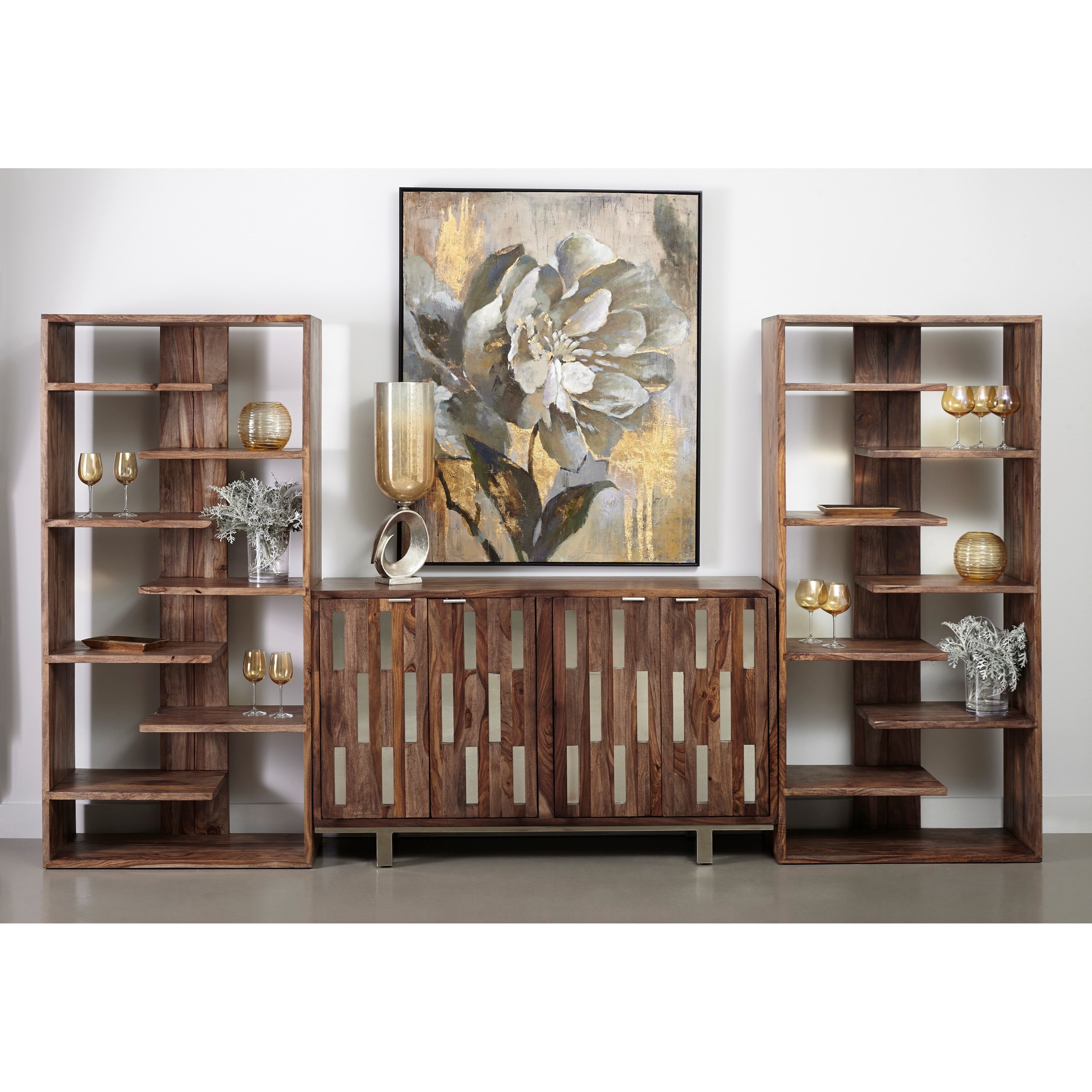 Coast to Coast Imports Brownstone Bookcase with Offset Shelves