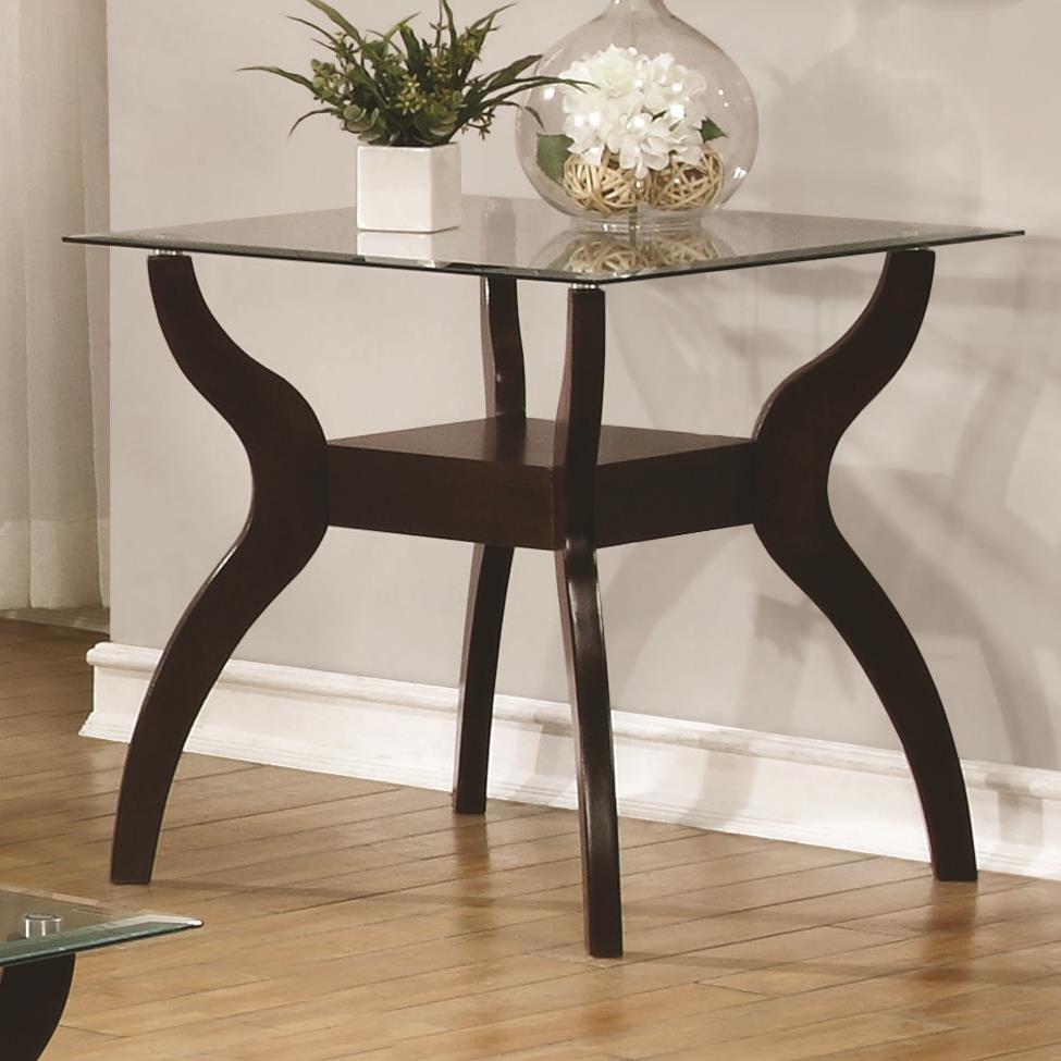 Coaster 70462 Mid Century Modern End Table with Glass Top Value City