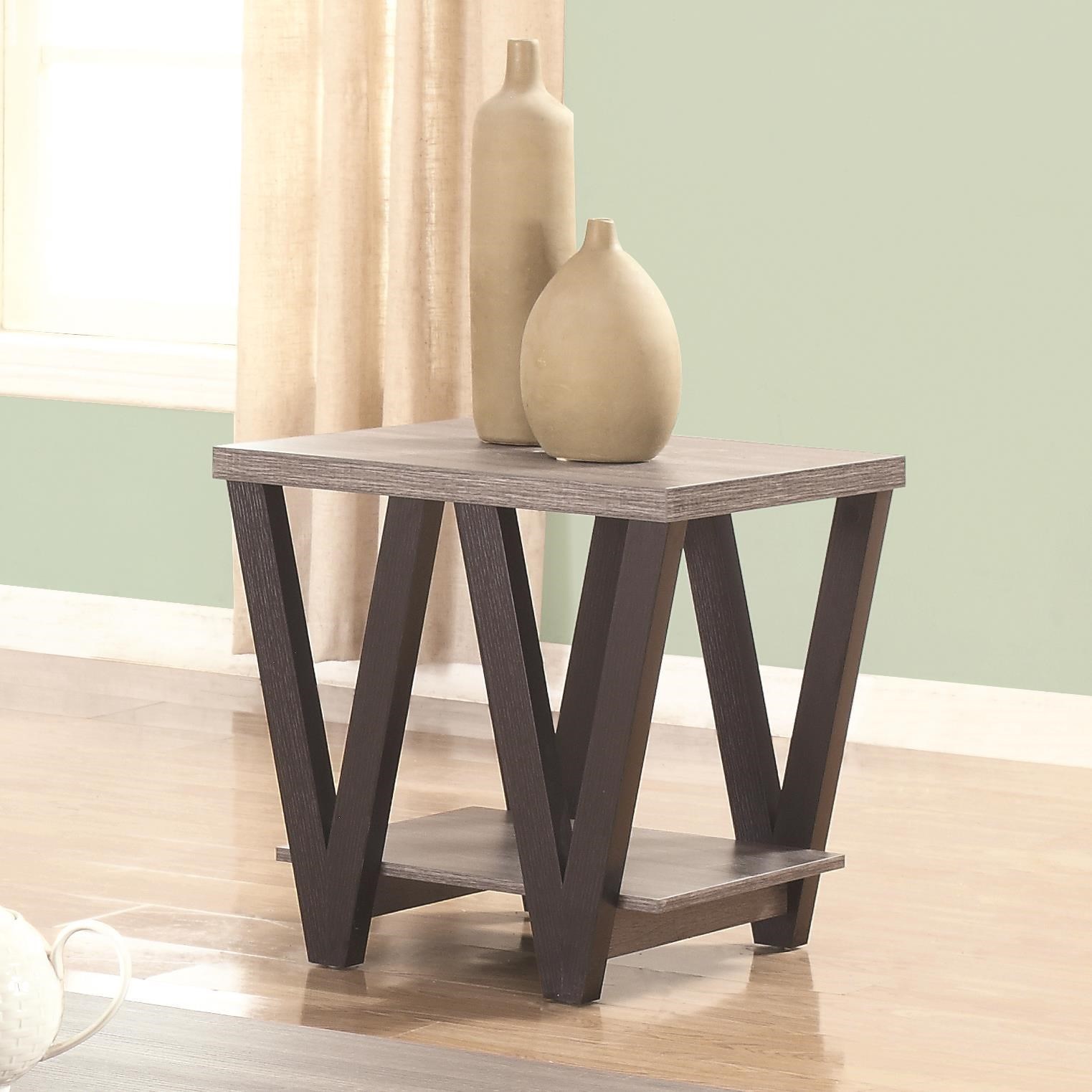 Coaster 70539 705397 TwoTone Angled Leg End Table Elgin Furniture End Tables