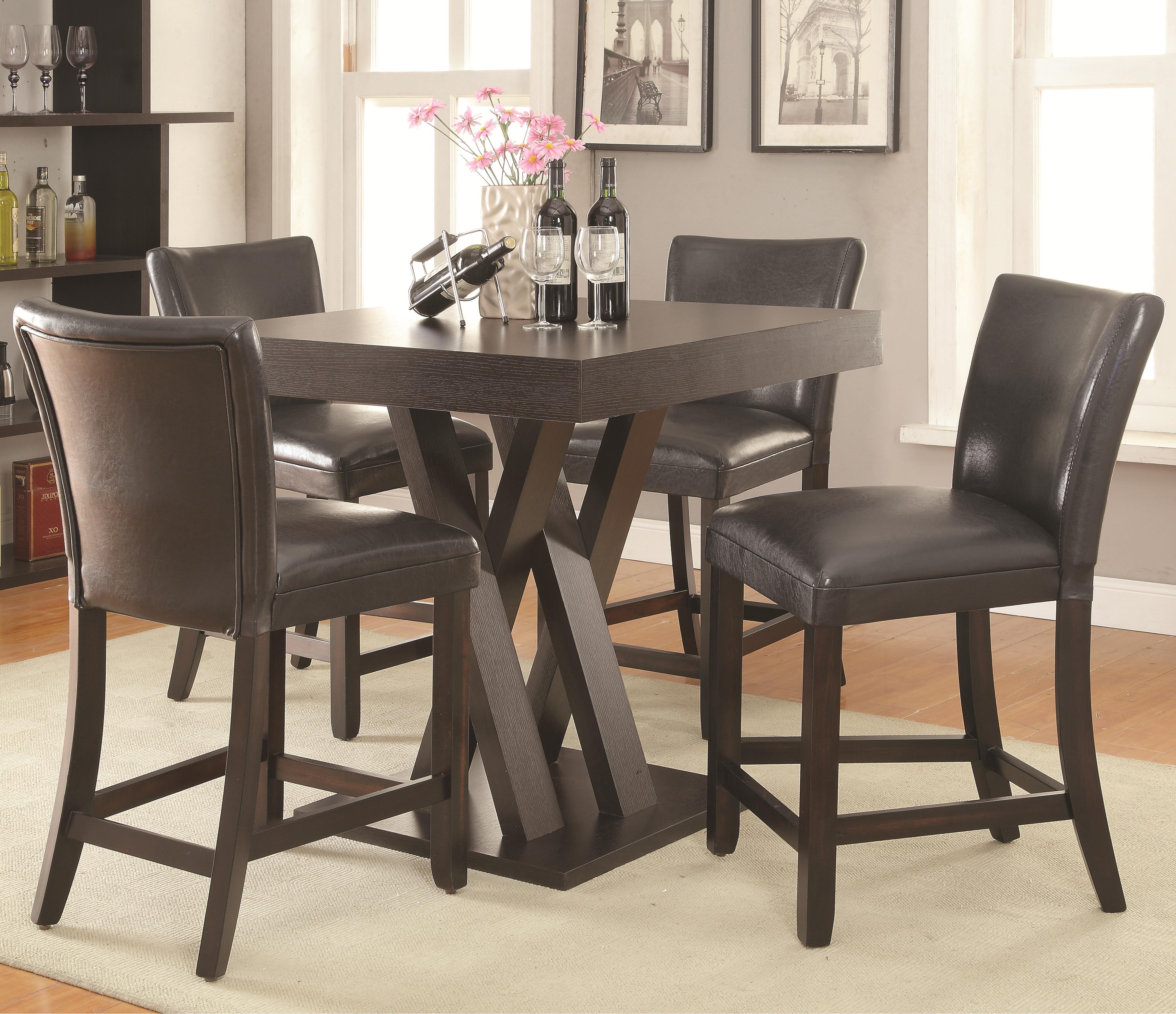 Units and Bar Tables Five Piece Counter Height Table Set with Stools ...