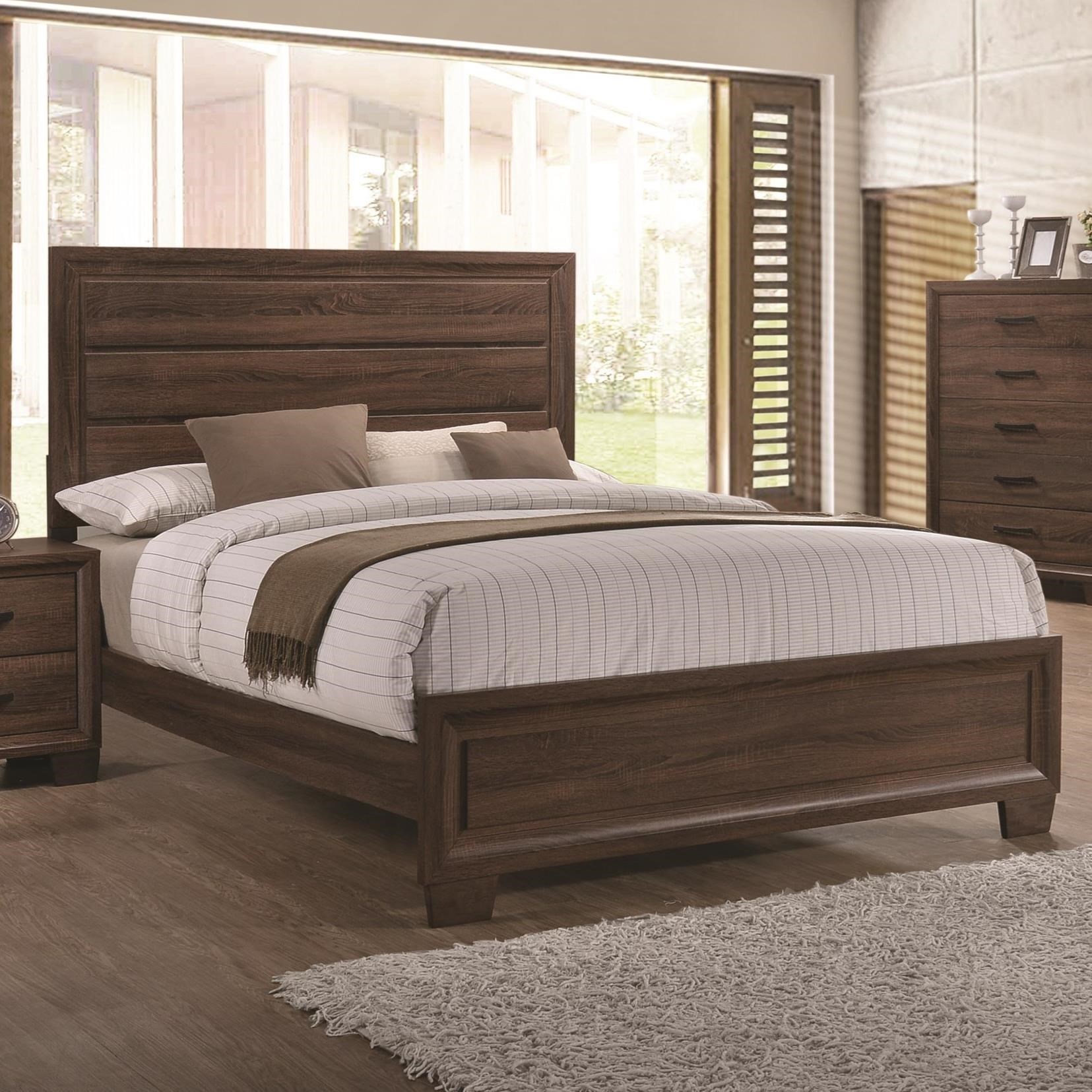 Coaster Brandon Transitionally Styled Queen Panel Bed Rife's Home