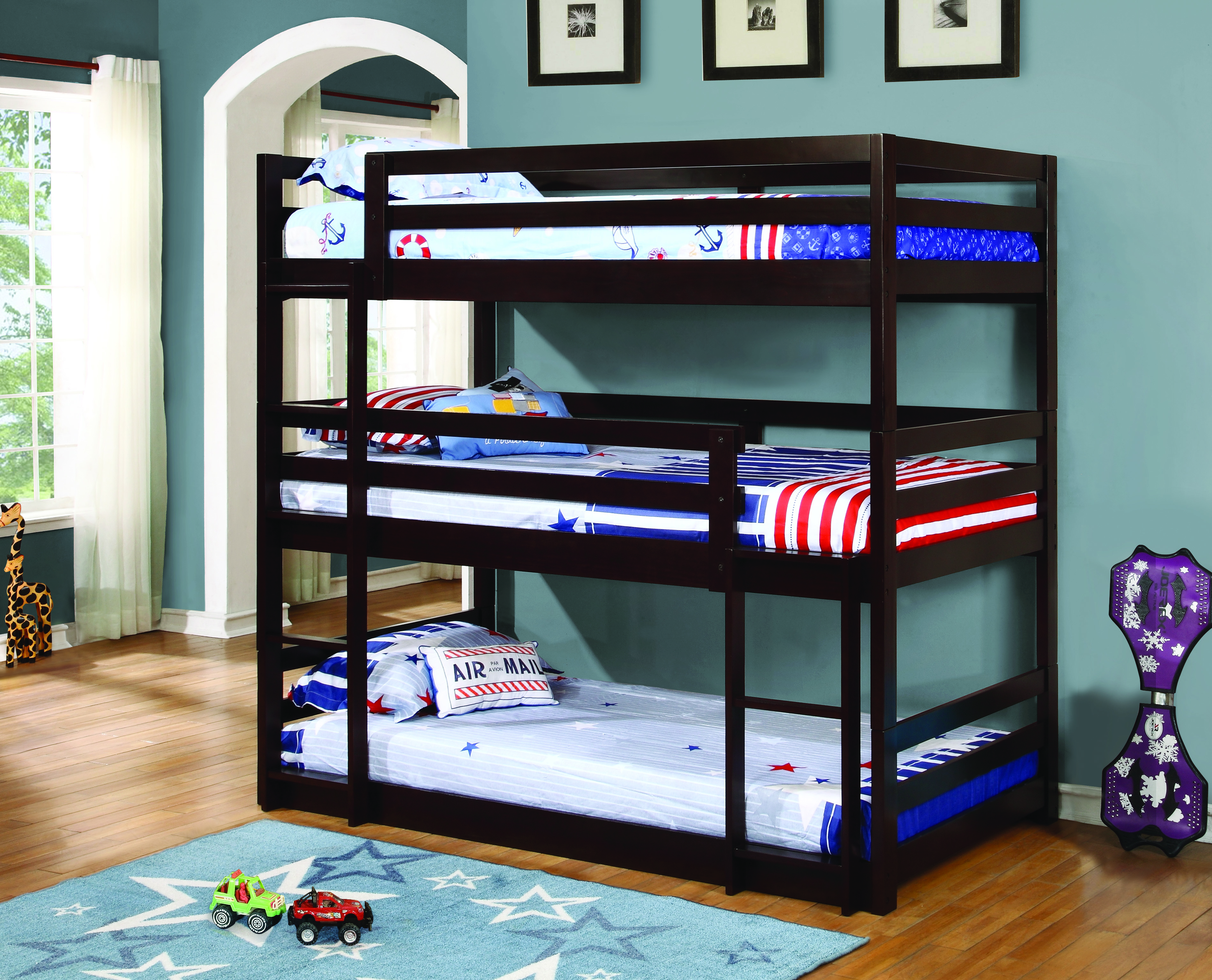 Coaster Bunks 400302 Triple Layer Bunk Bed Del Sol Furniture Bunk Beds