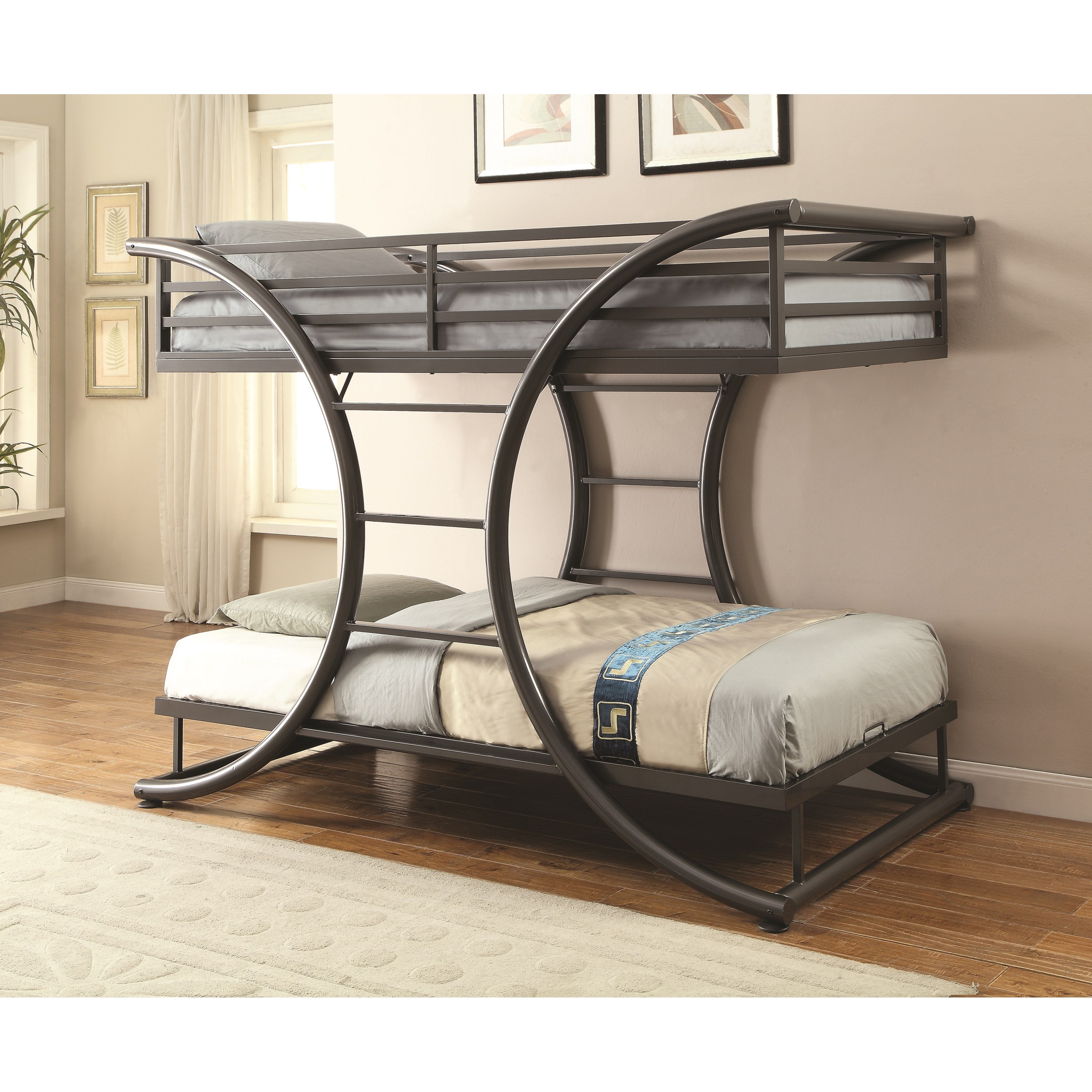 Coaster Bunks Twin Over Twin Contemporary Bunk Bed A1 Furniture And Mattress Bunk Beds