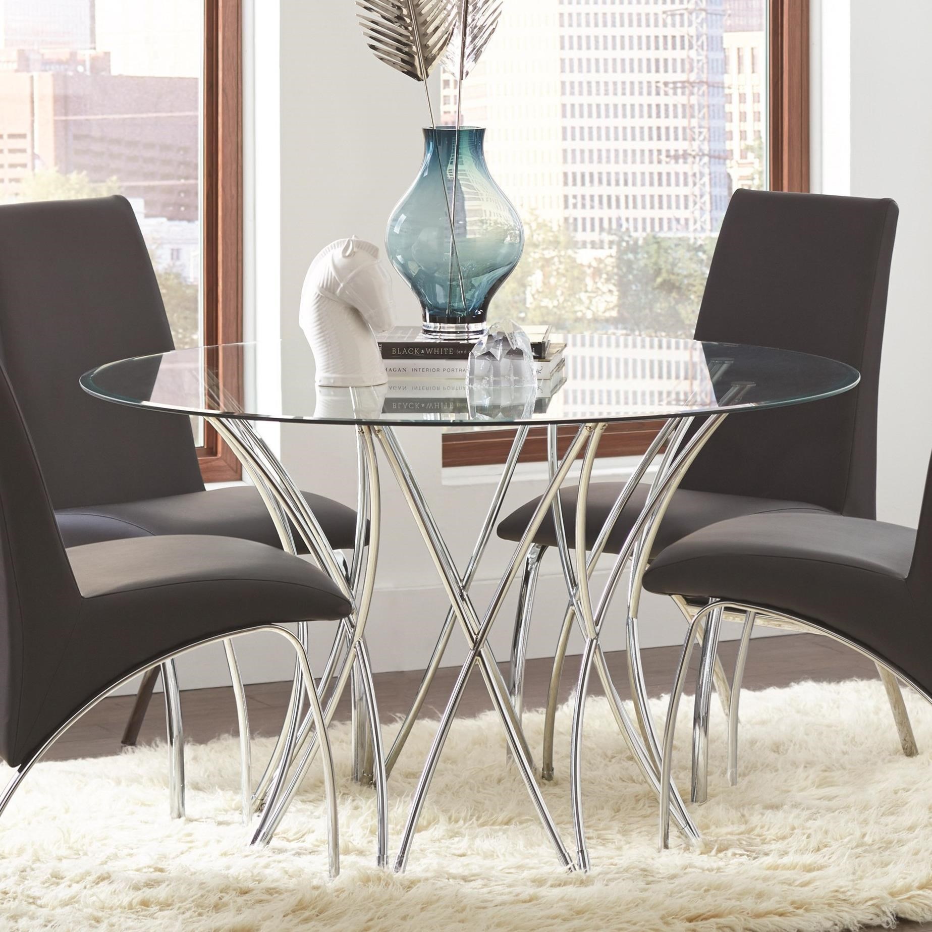 Coaster Cabianca Contemporary Round Glass Dining Table Value City