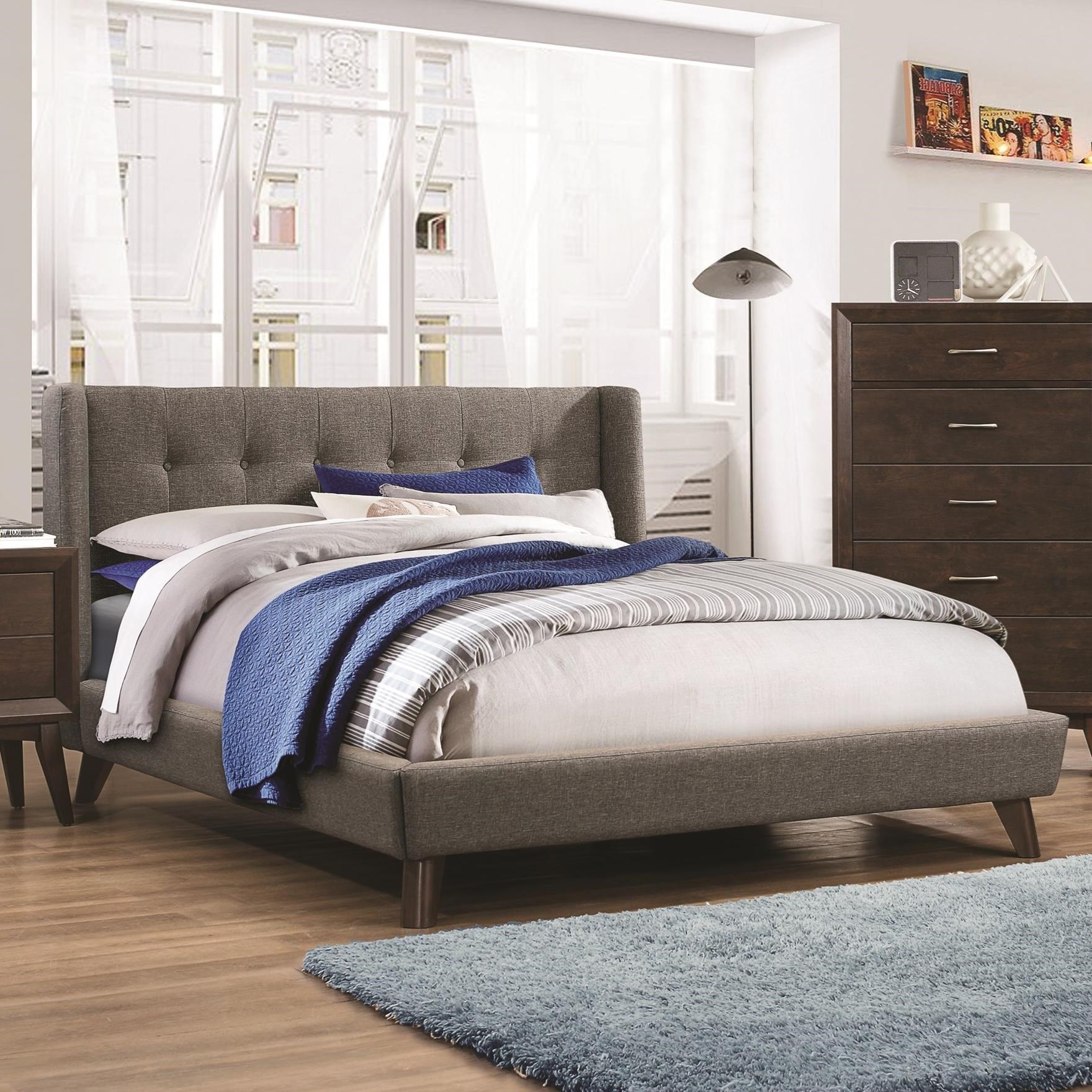 Coaster Carrington King Upholstered Wing Bed Rife's Home Furniture