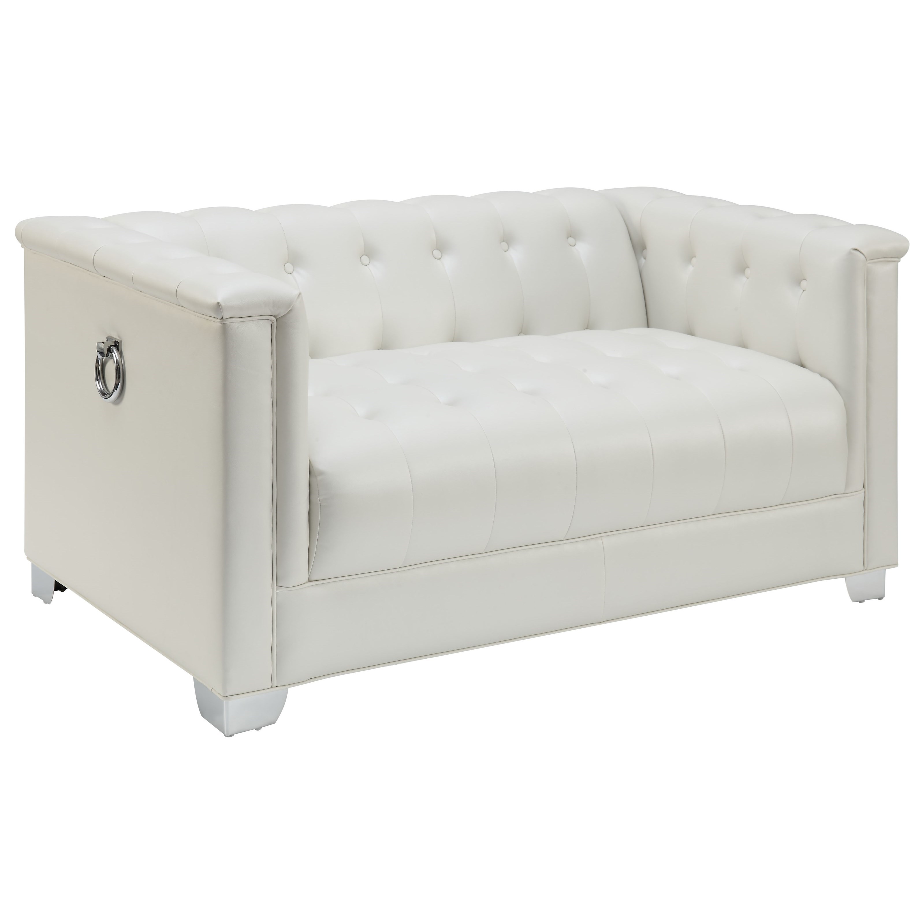 Coaster Chaviano Low Profile Pearl White Tufted Loveseat Value City