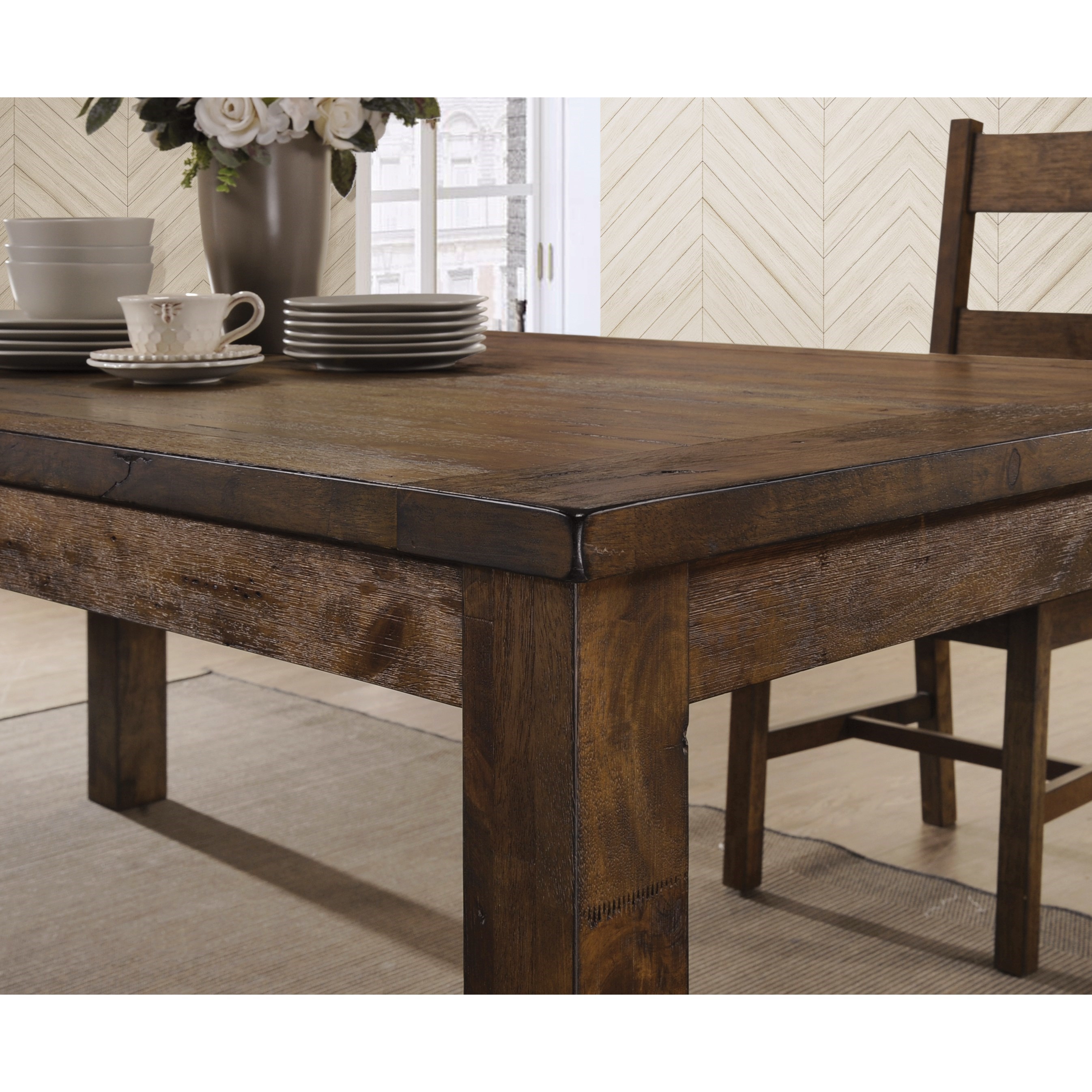 Coaster Coleman Rustic Dining Table with OverSized Block Legs