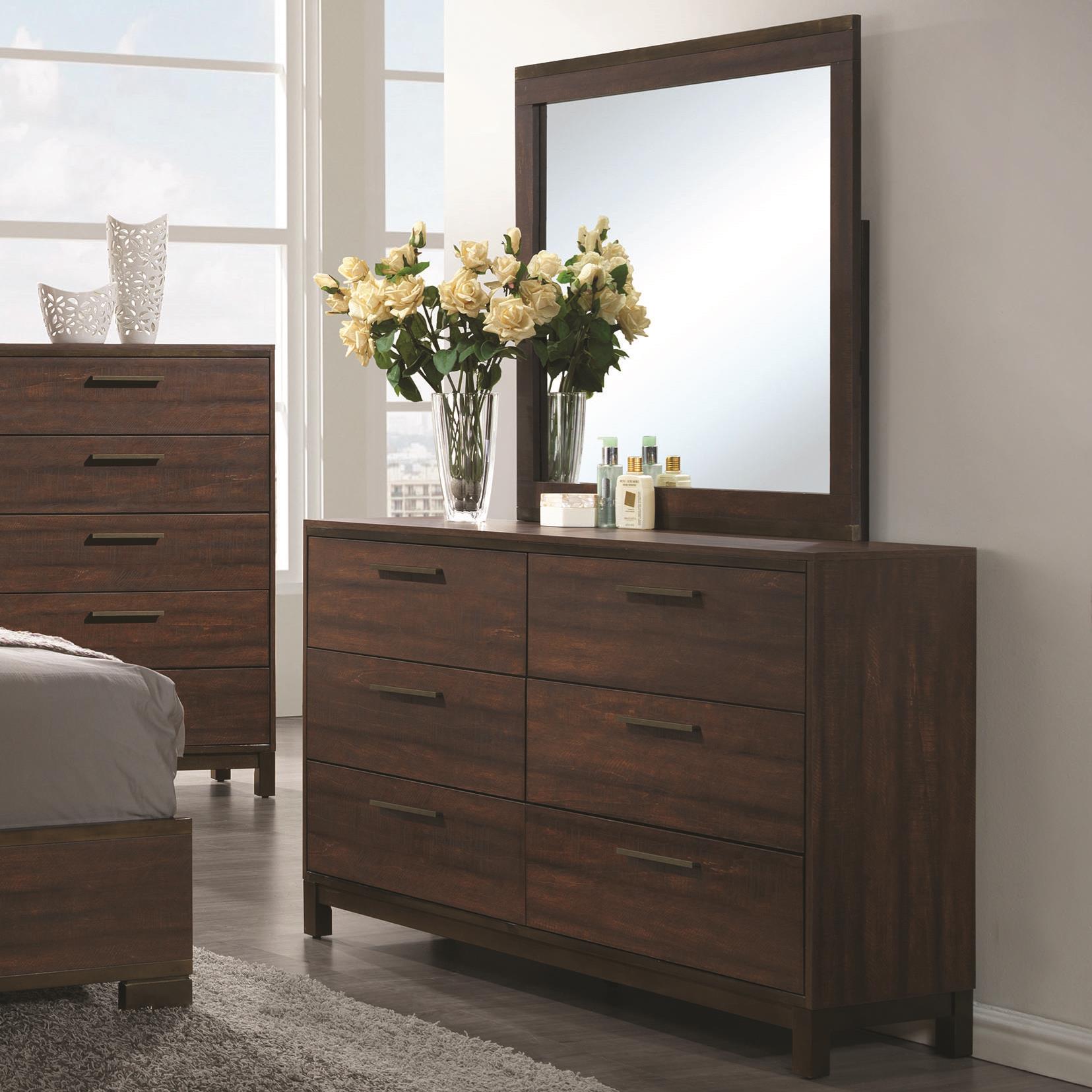 Coaster Edmonton Dresser with Six Dovetail Drawers and Mirror Dream