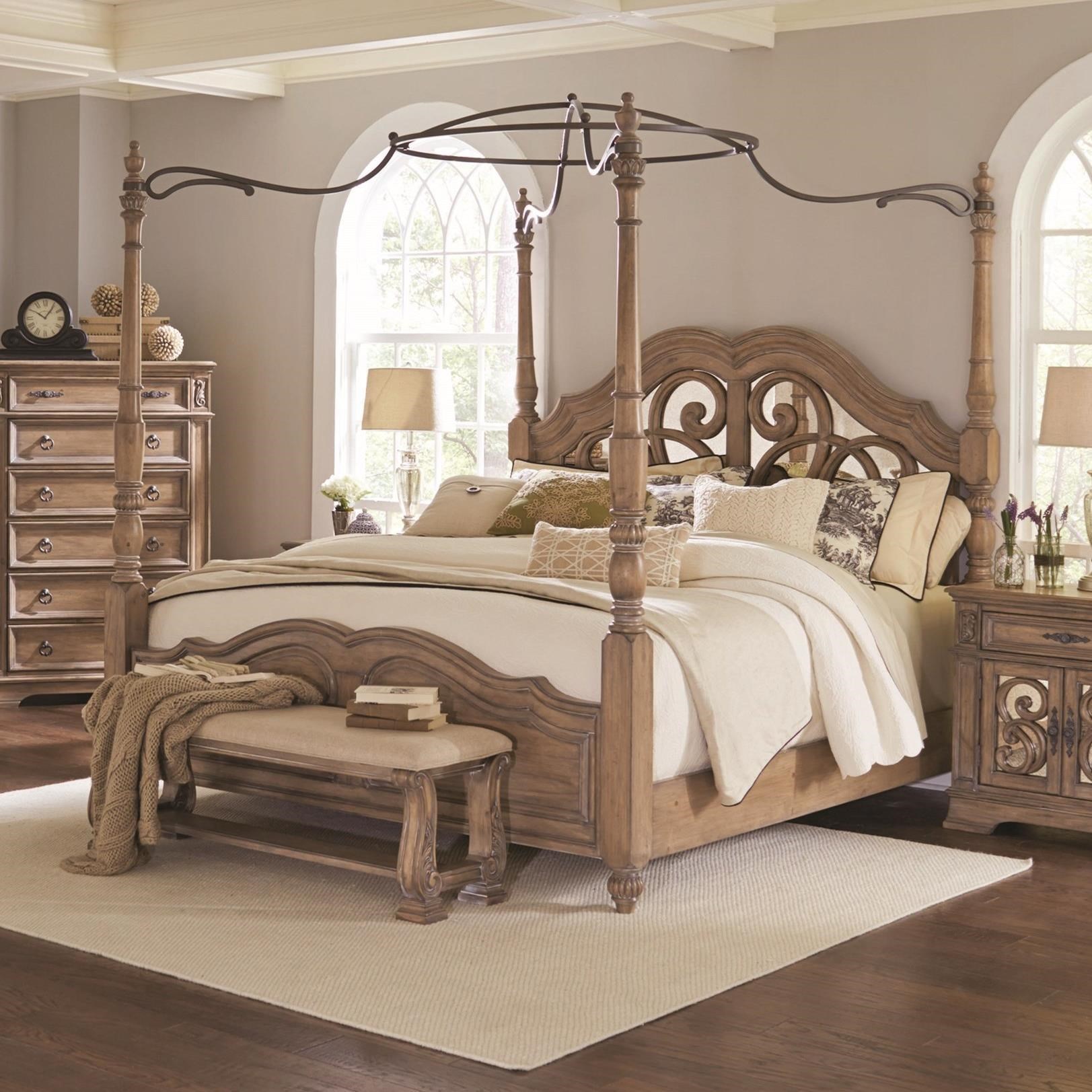 Coaster Ilana California King Canopy Bed with Mirror Back