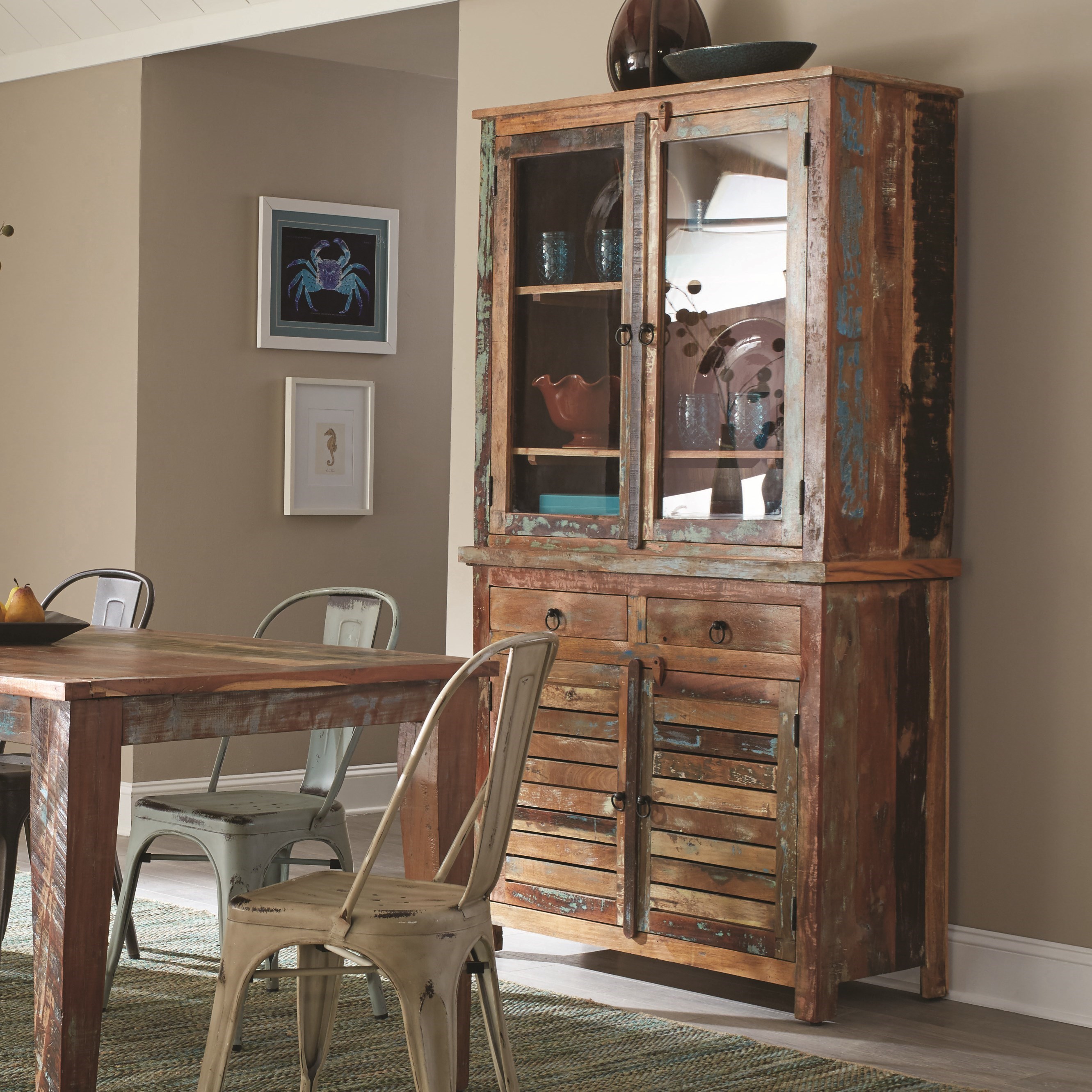 Coaster Keller Rustic China with Louvered Doors Rife's Home