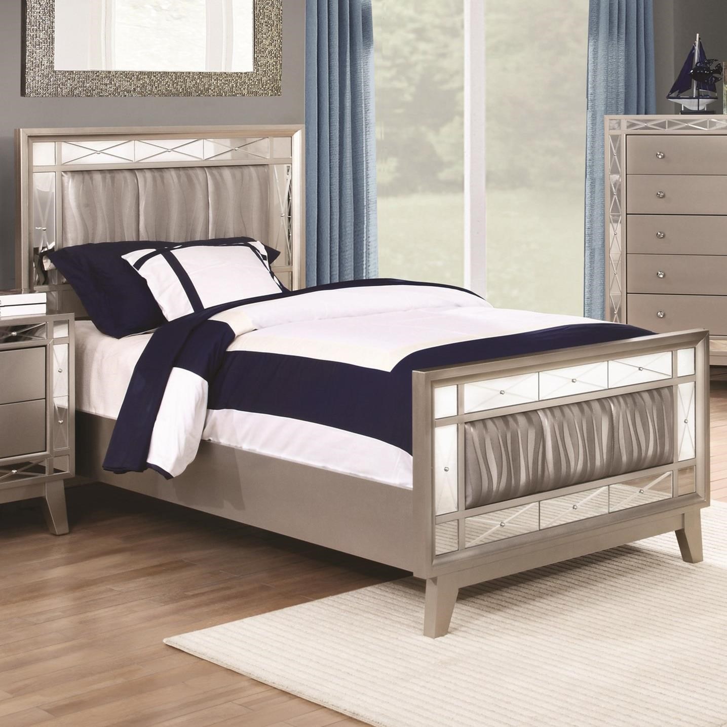 Coaster Leighton Full Bed with Mirrored Panel Accents A1 Furniture