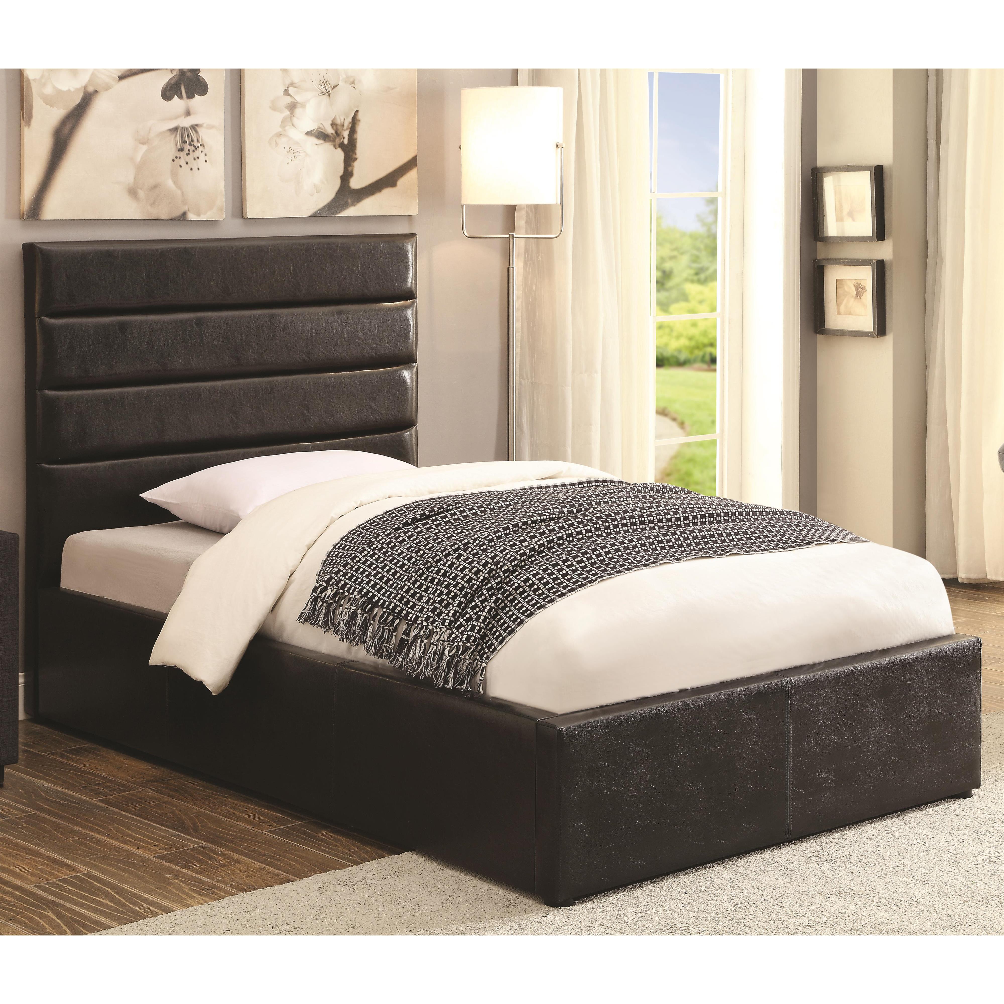 Coaster Riverbend Full Black Leatherette Upholstered Bed with Lift Top