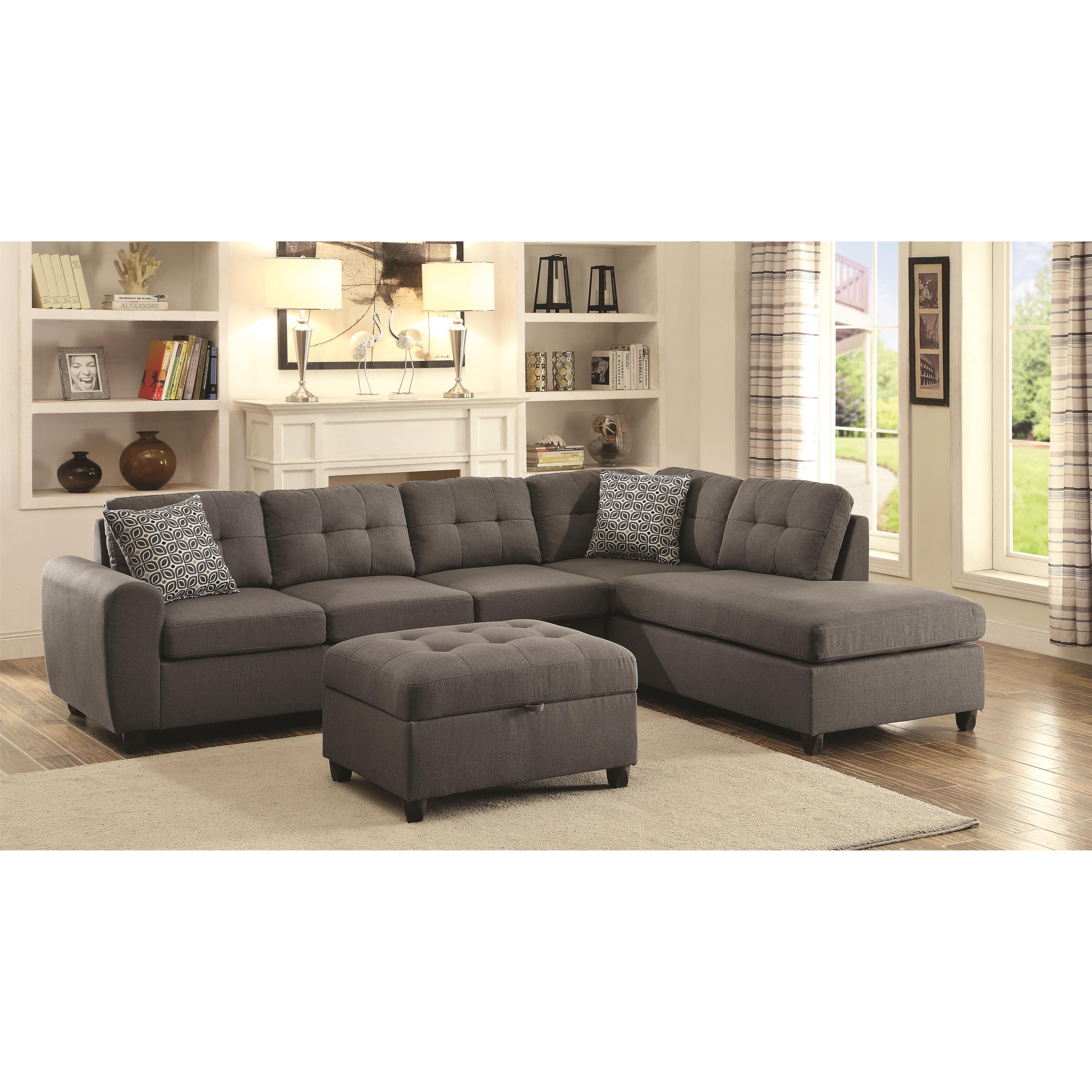 Coaster Stonenesse Grey Contemporary Sectional with Button Tufted