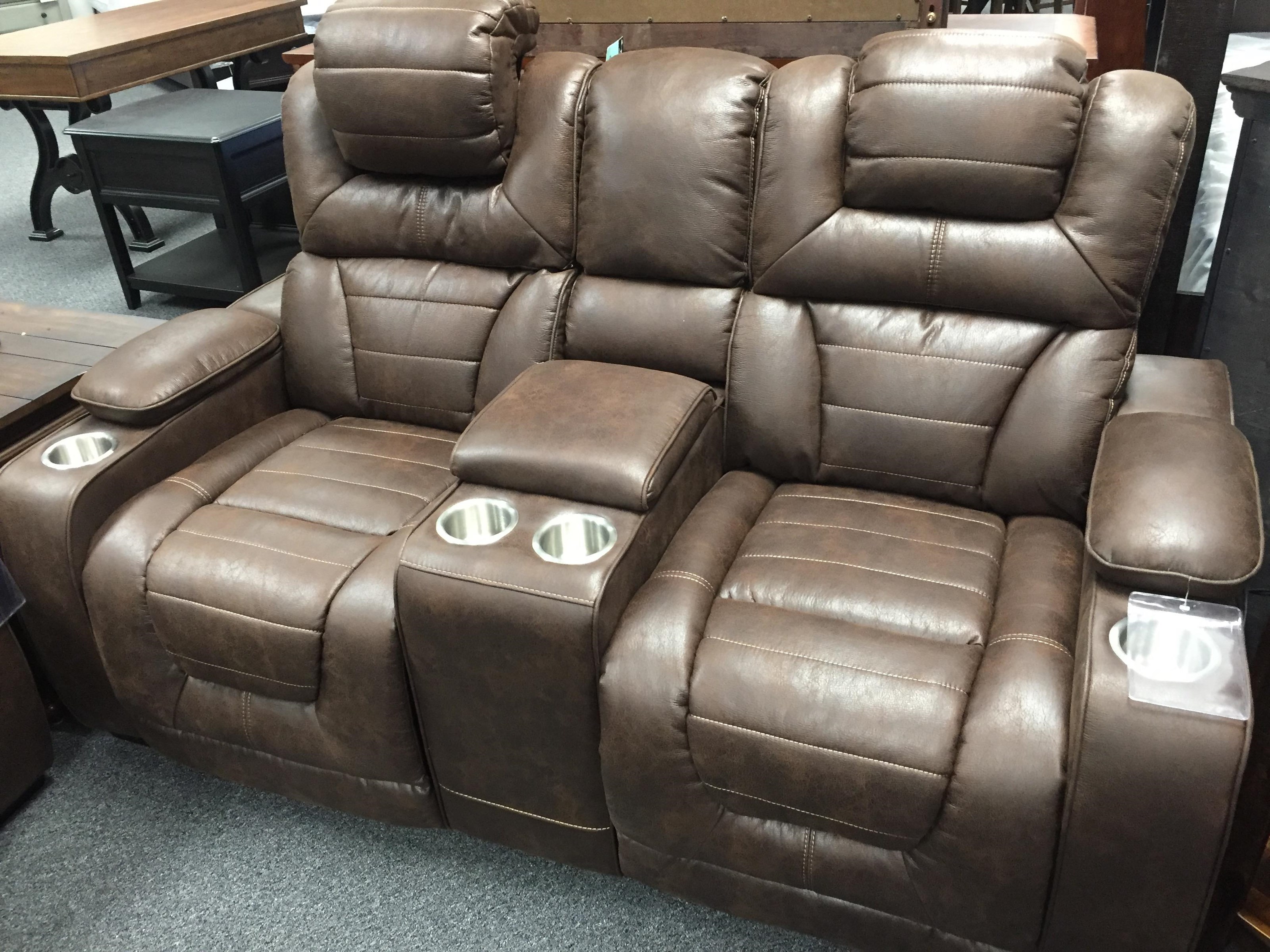 Corinthian 73901 104160202 Power Headrest Reclining Console Loveseat