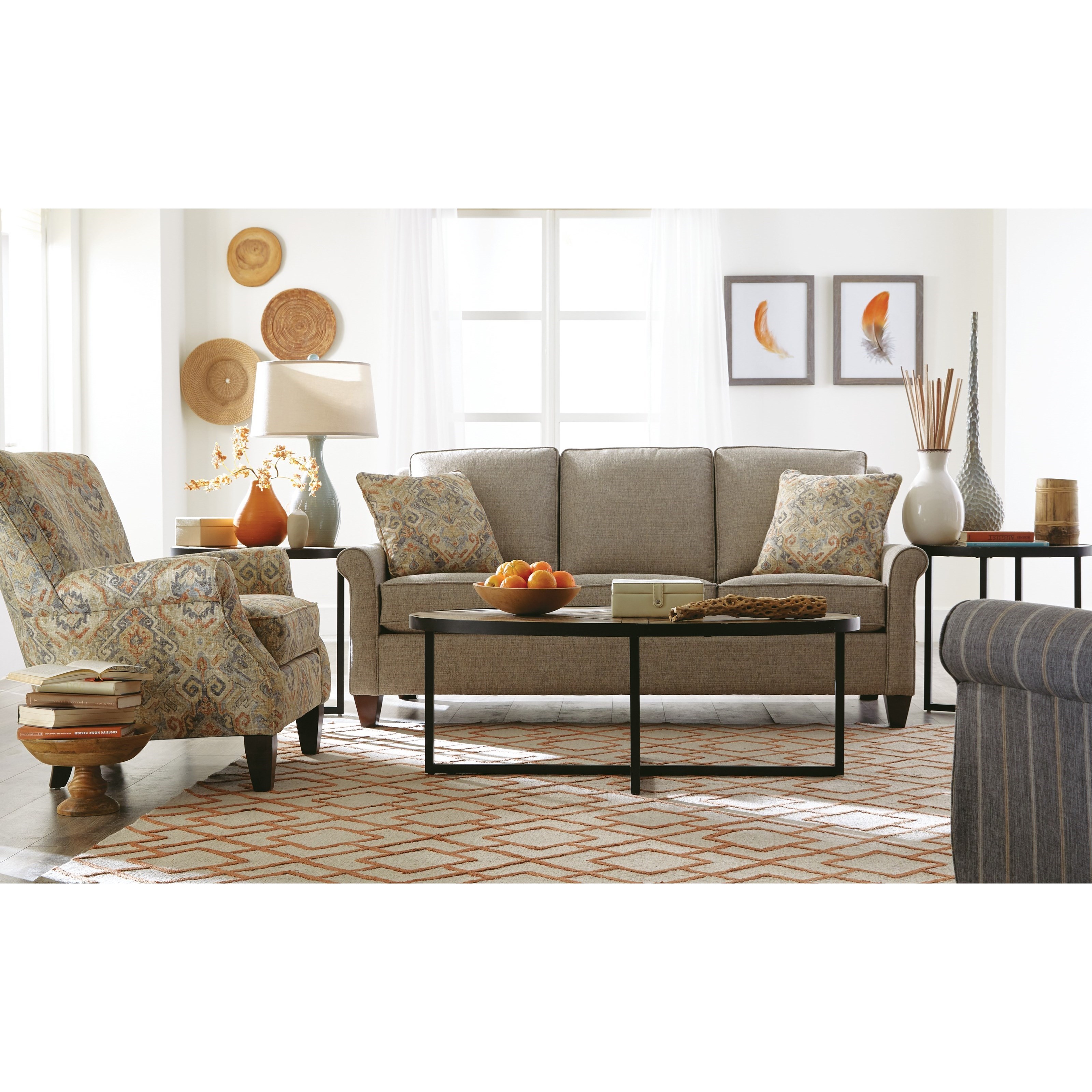 Hickory Craft 784850 Casual 79 Inch Sofa with Queen Memory Foam Sleeper