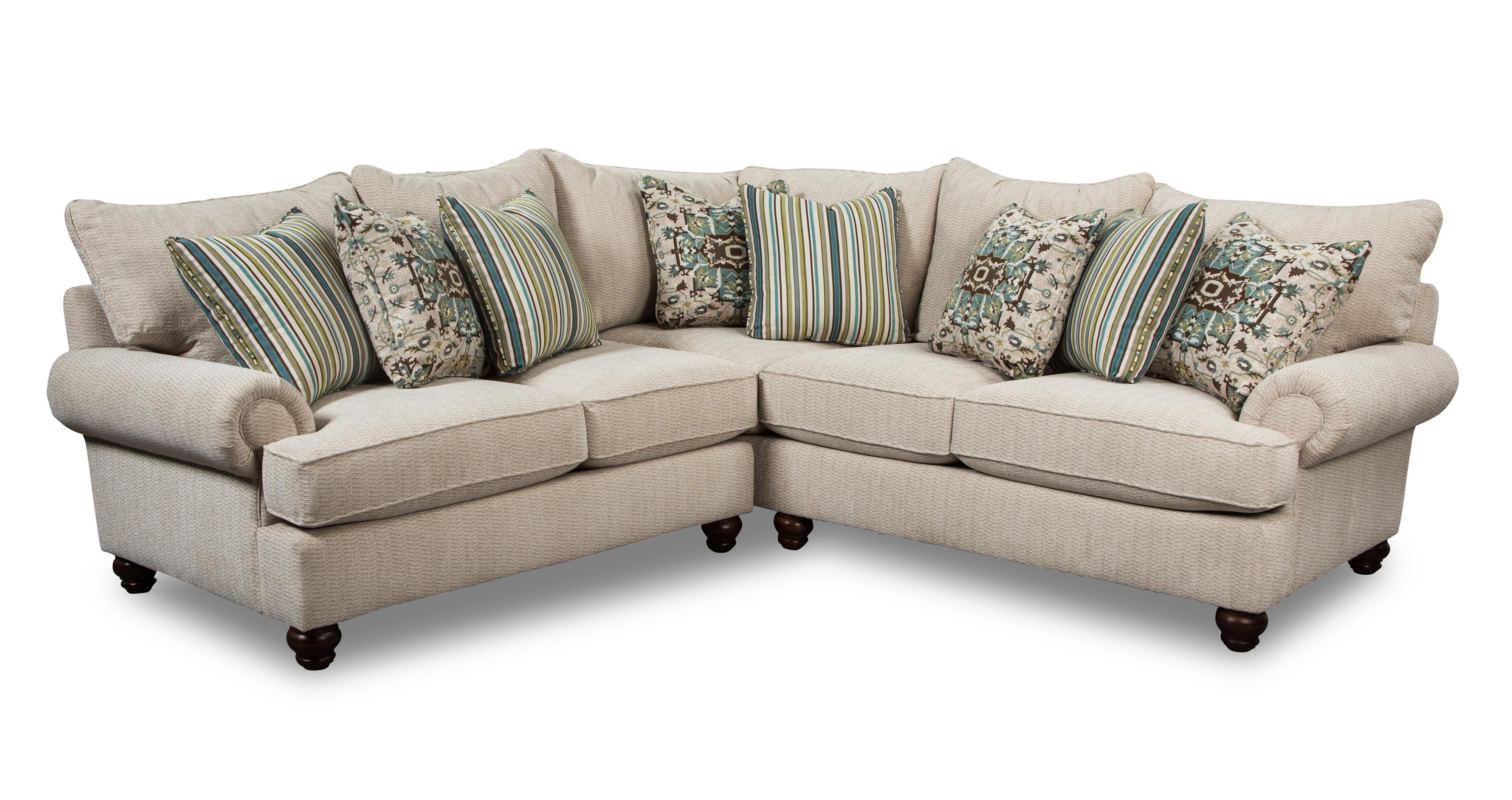 Craftmaster Carla Two Piece Sectional Sofa with Turned Wood Feet