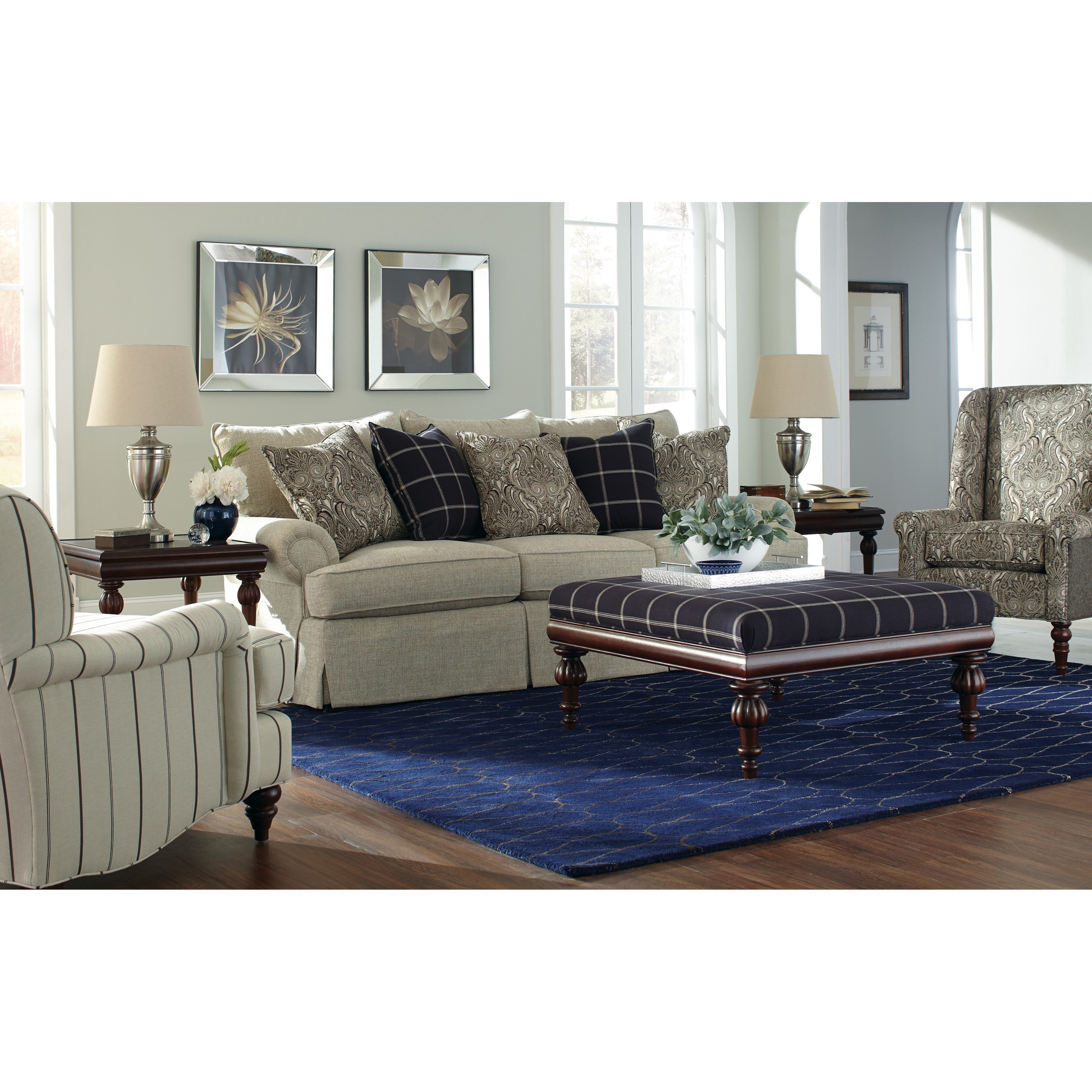 Craftmaster 9275 Loose Pillow Back Sofa with Rolled Arms and Skirt