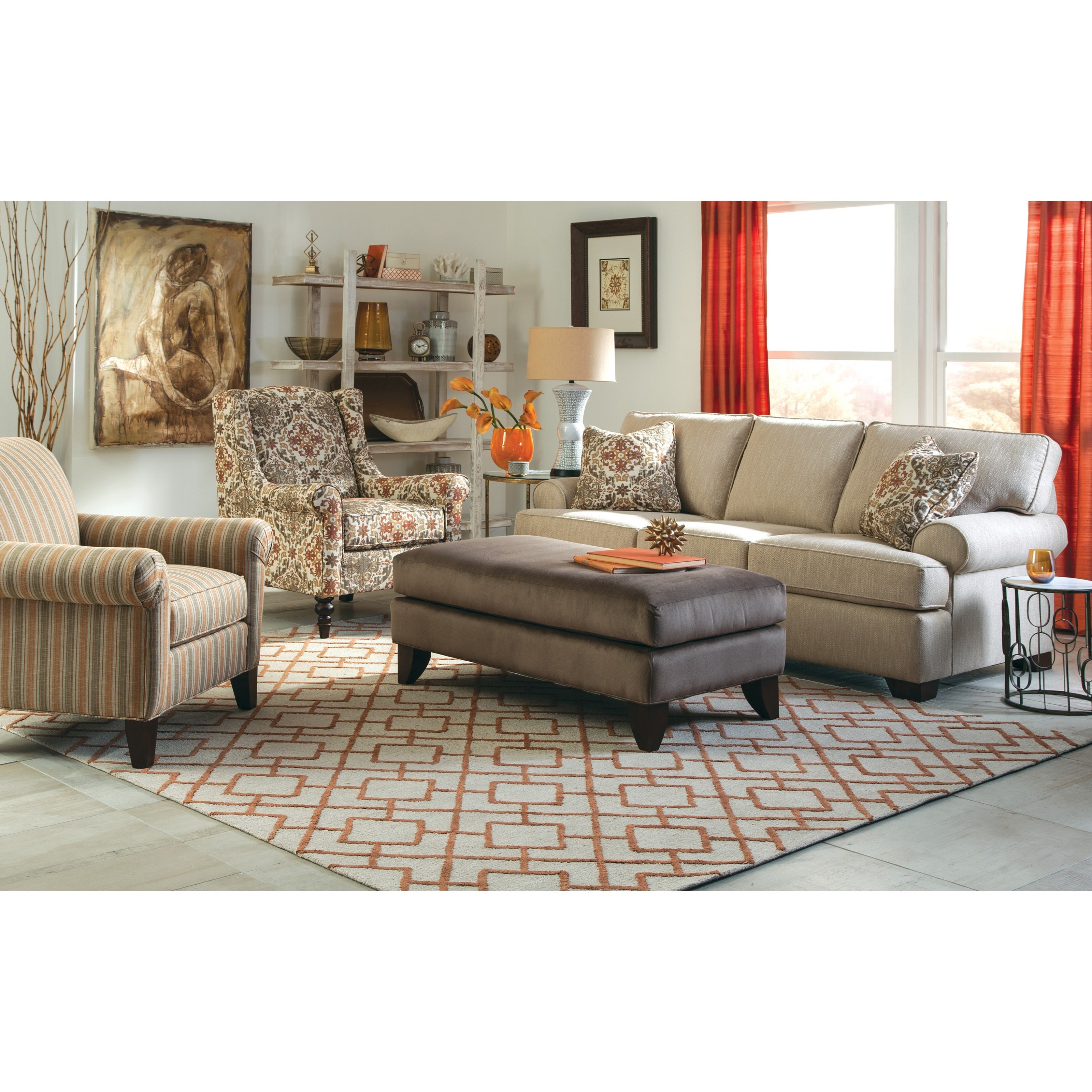 Craftmaster Accent Chairs Wing Back Chair with Traditional Turned Legs Belfort Furniture ...