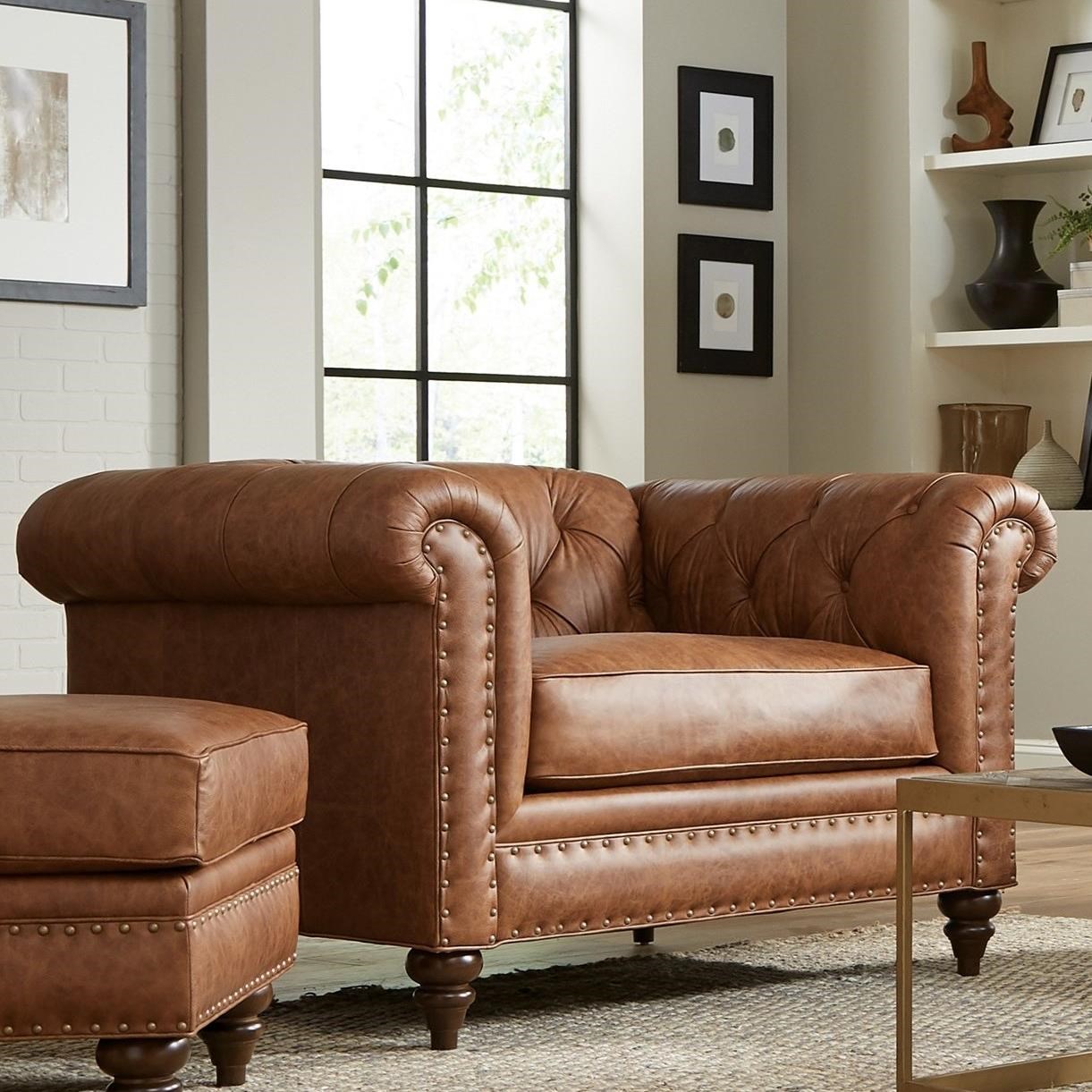 Hickorycraft L743150 Traditional Leather Chesterfield Chair and 1/2