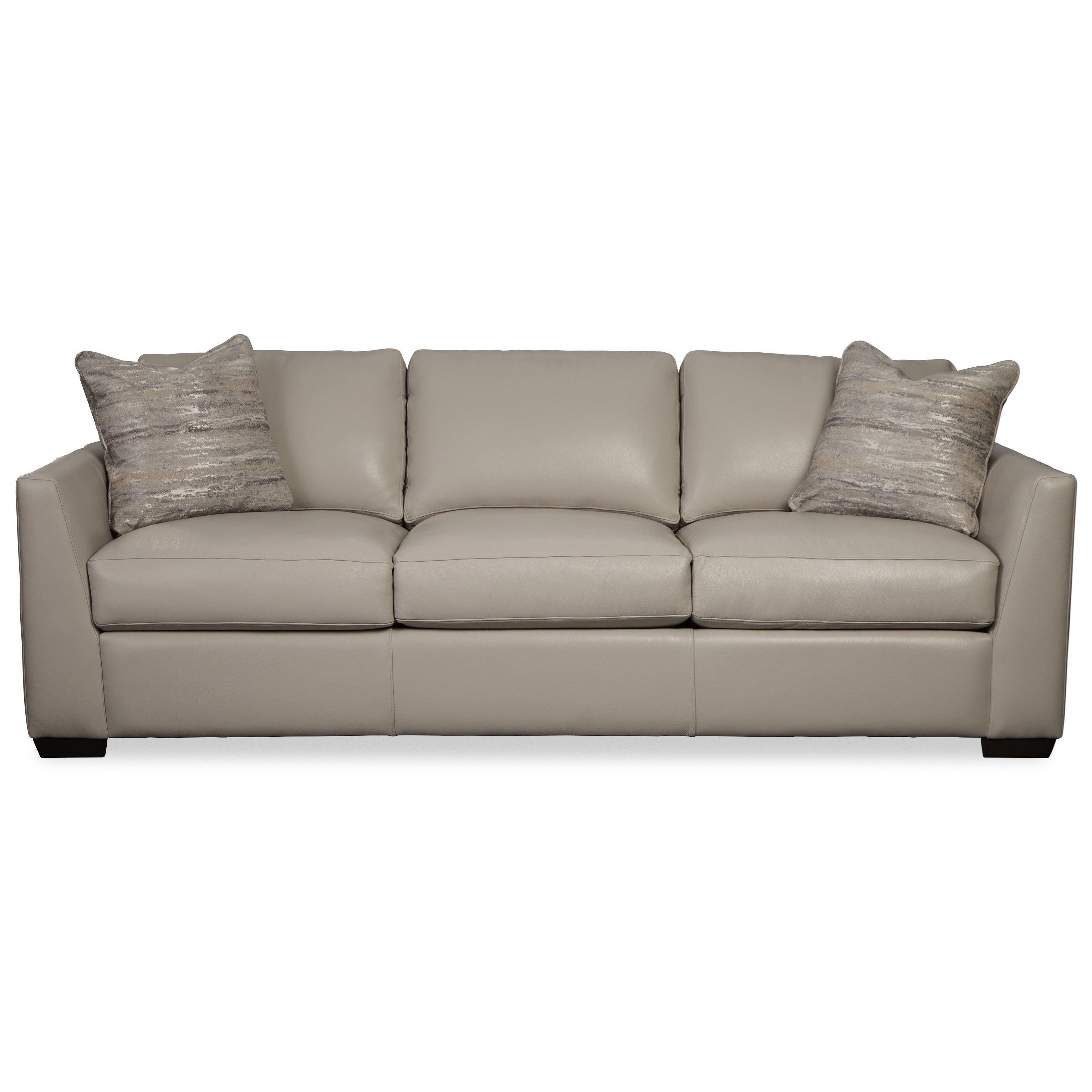 Hickorycraft L783950 Contemporary 95" Leather Sofa with 2 Toss Pillows Howell Furniture Sofas