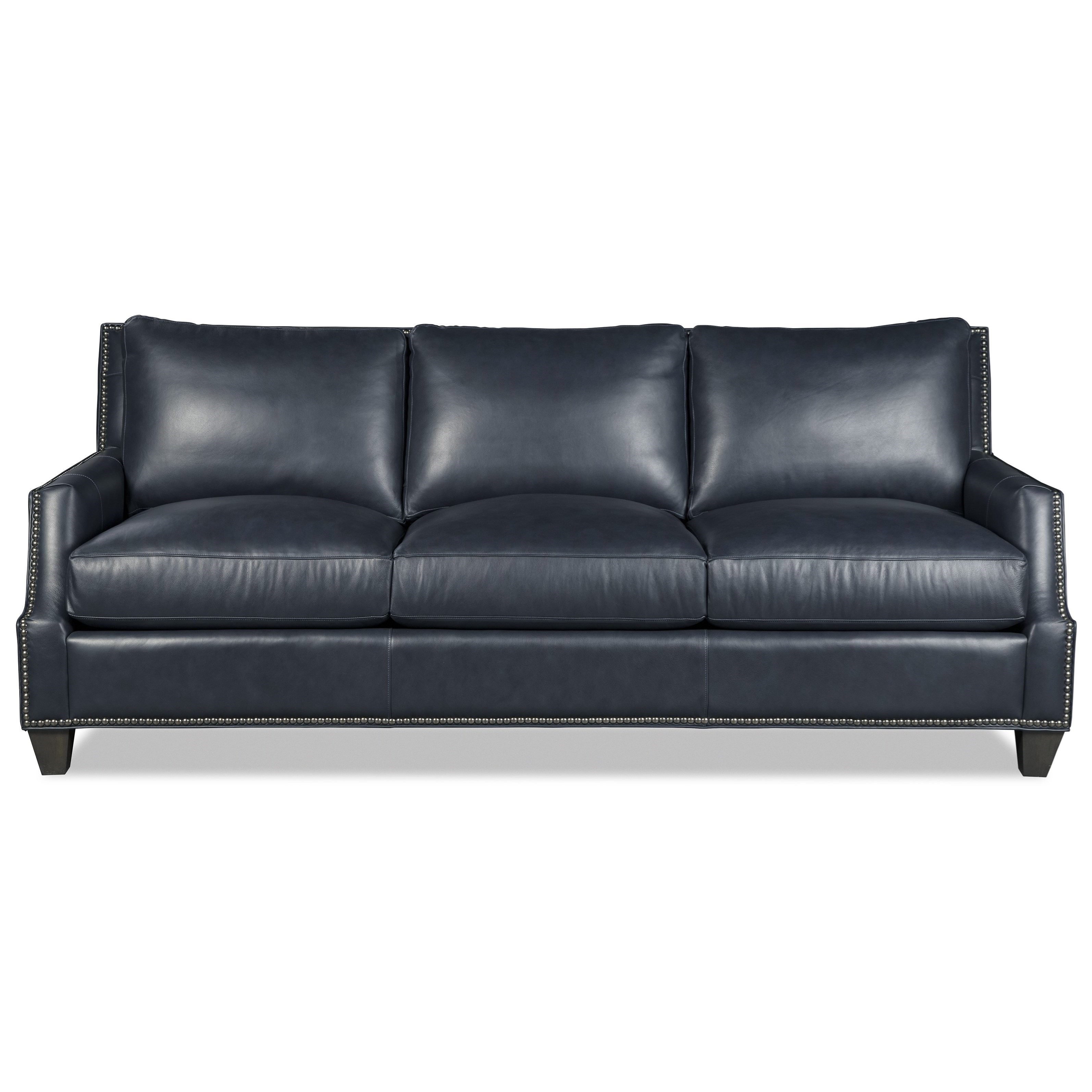 Hickory Craft L790350 Transitional Leather Sofa with Nailhead Studs Godby Home Furnishings Sofas
