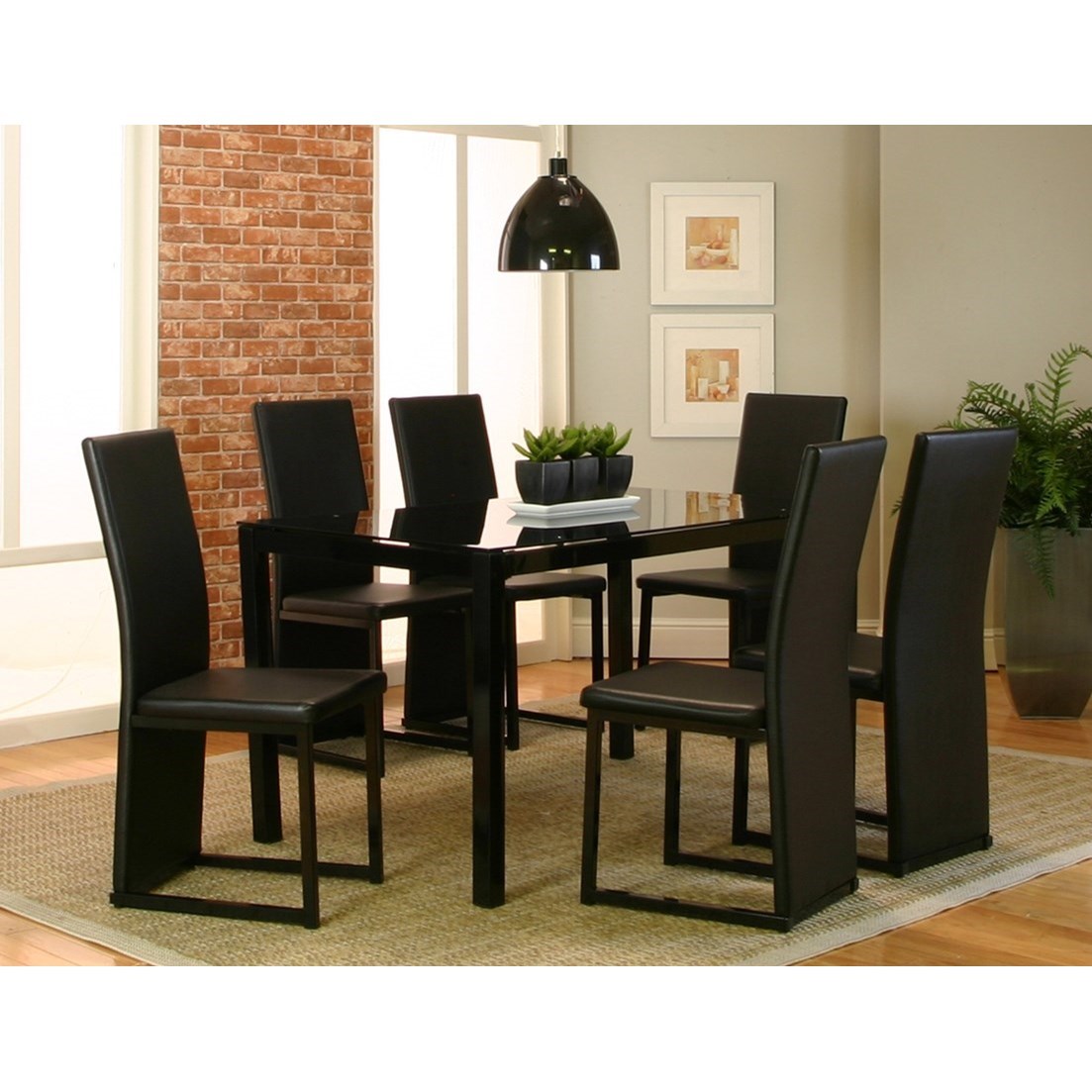 Cramco, Inc Como 7Piece Black Glass Table Set Value City Furniture
