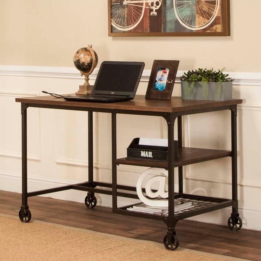 Cramco Inc Craft Industrial Metal Table Desk with Rustic