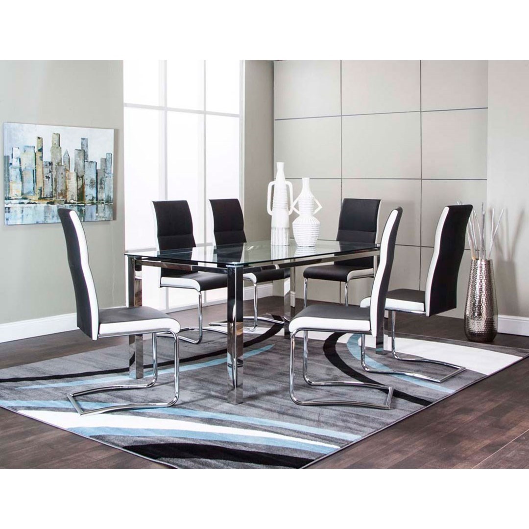 Cramco, Inc Skyline Glass Top Dining Table with Chrome Base Royal