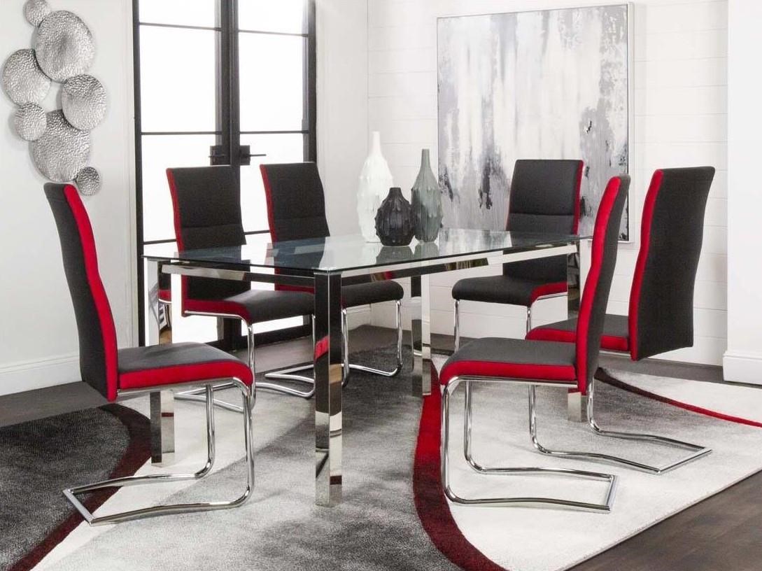 Cramco, Inc Skyline Glass Top Table and 4 Side Chair Set Royal