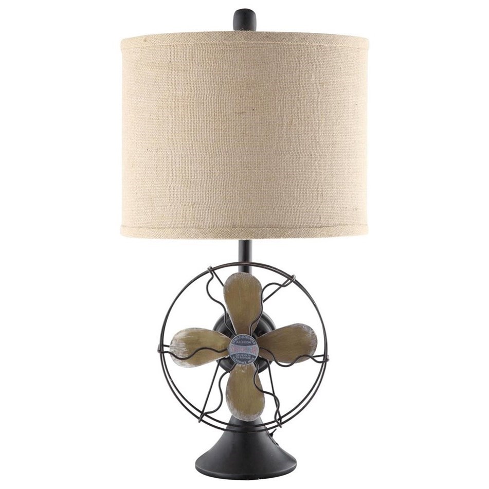 Crestview Collection Lighting CVAER718 Antique Fan Table Lamp Esprit Decor Home Furnishings