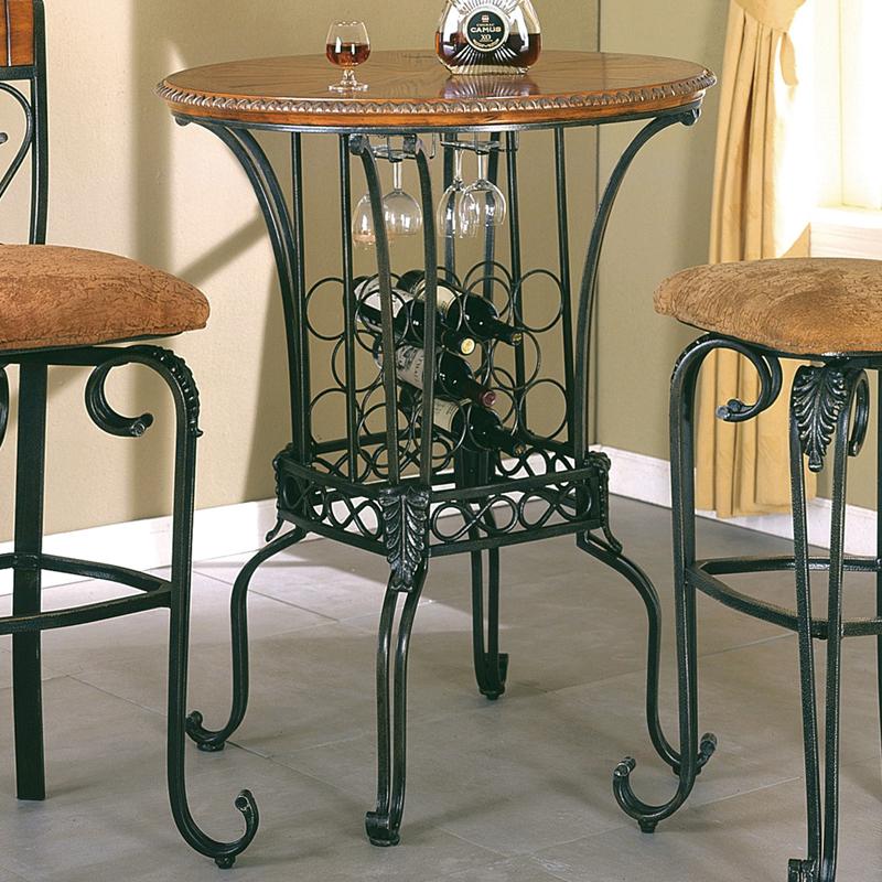Crown Mark Alyssa Bar Table 35" Round with Wine Storage