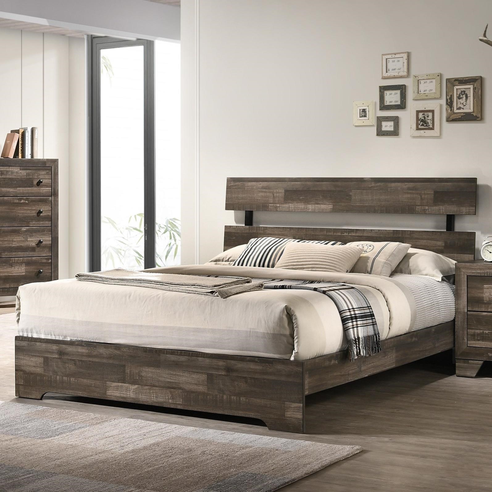Crown Mark Atticus Rustic King Bed A1 Furniture & Mattress Platform