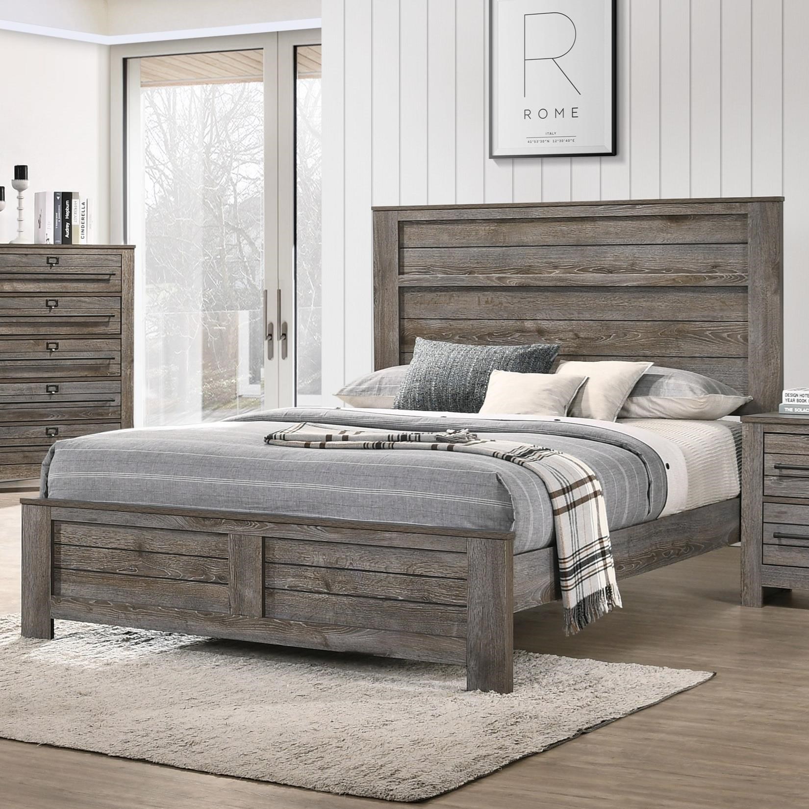 Crown Mark Bateson B6960QHBFB+KQRAIL Contemporary Queen Panel Bed