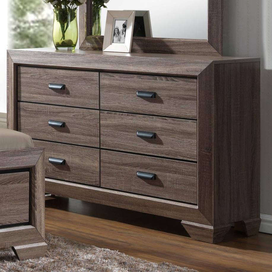 Crown Mark Farrow Transitional Dresser with Six Drawers Value City