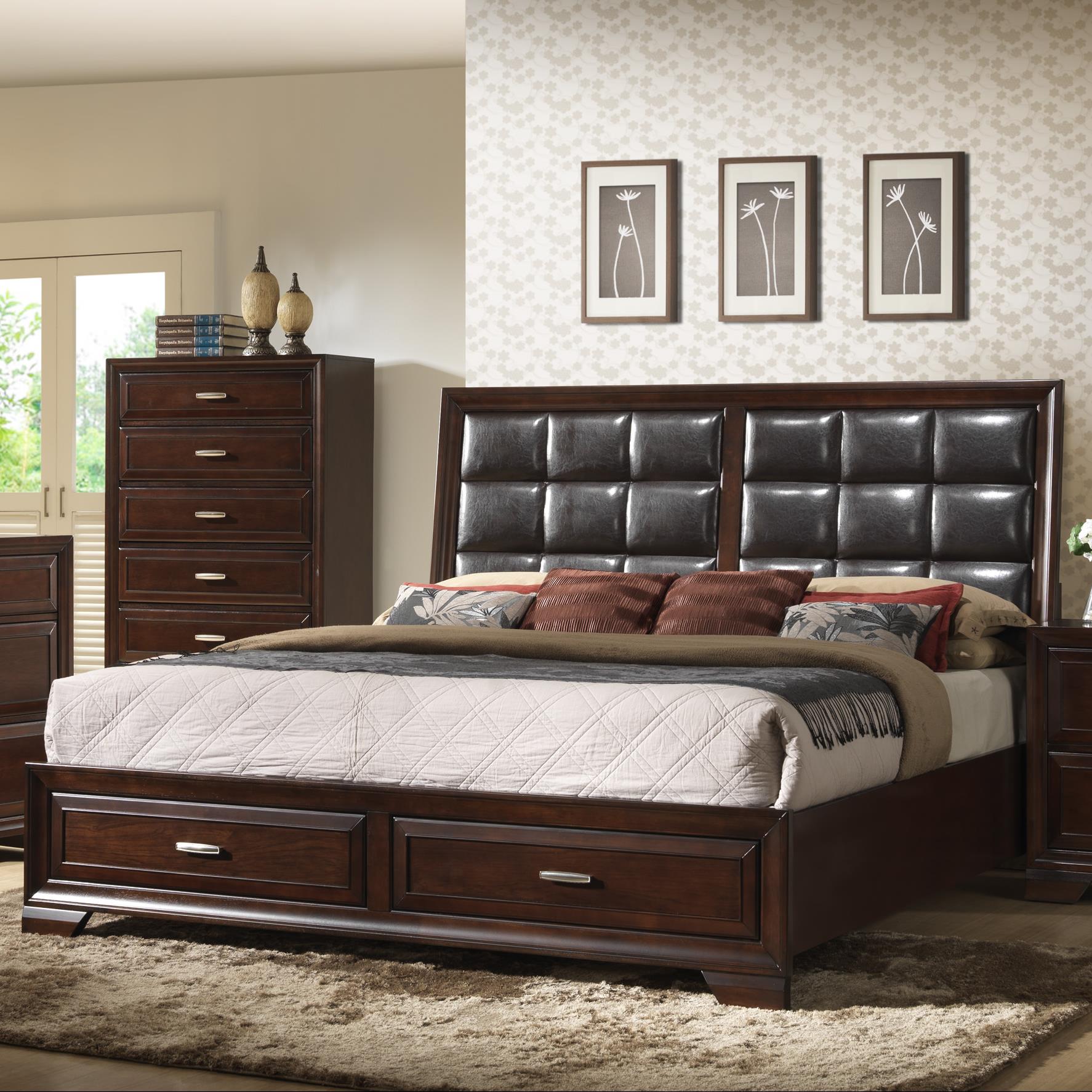 Crown Mark Jacob King Upholstered Bed with Storage ...