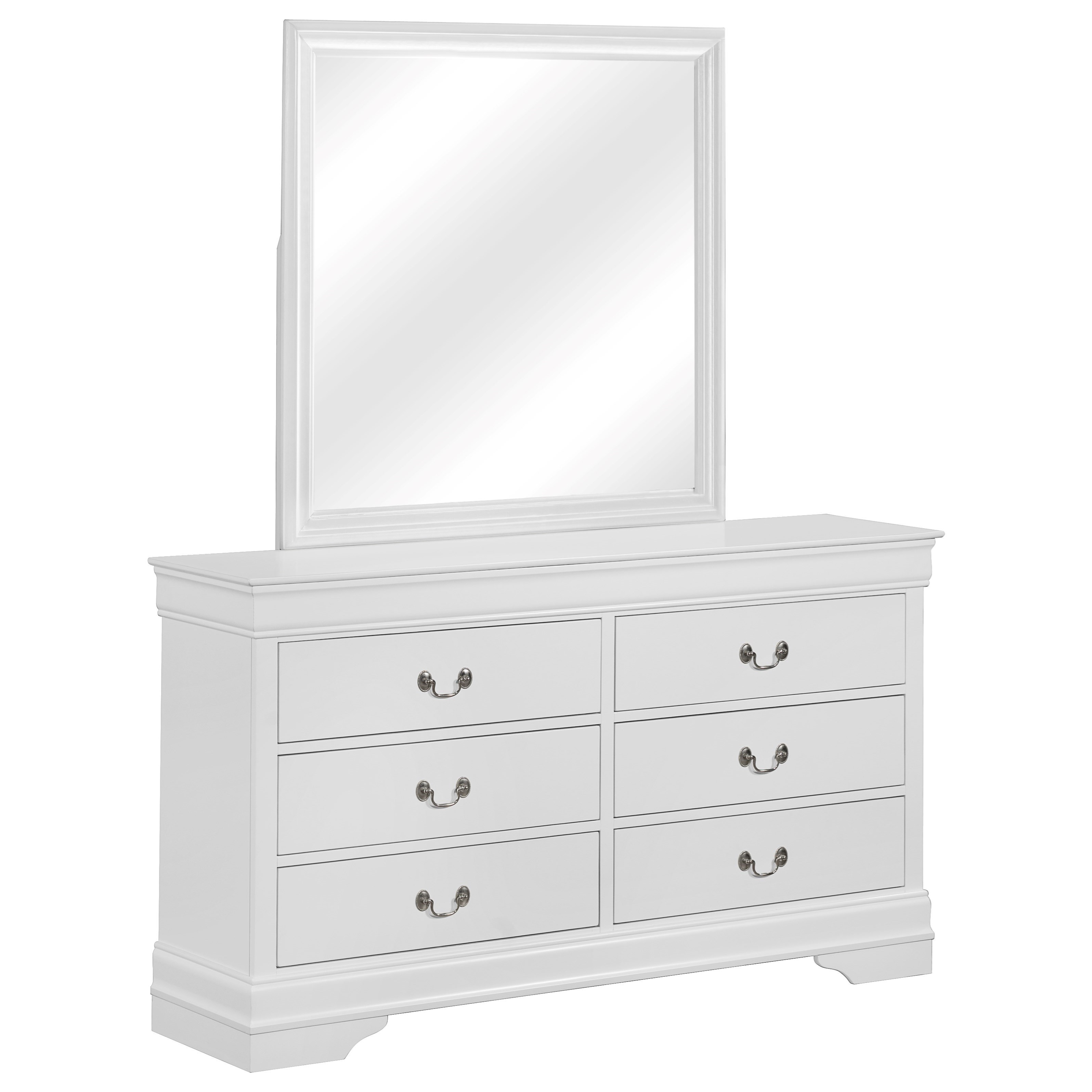 white dresser drawers with mirror Lucia 6-drawer Dresser with Mirror White – Value Home Furniture main image 0