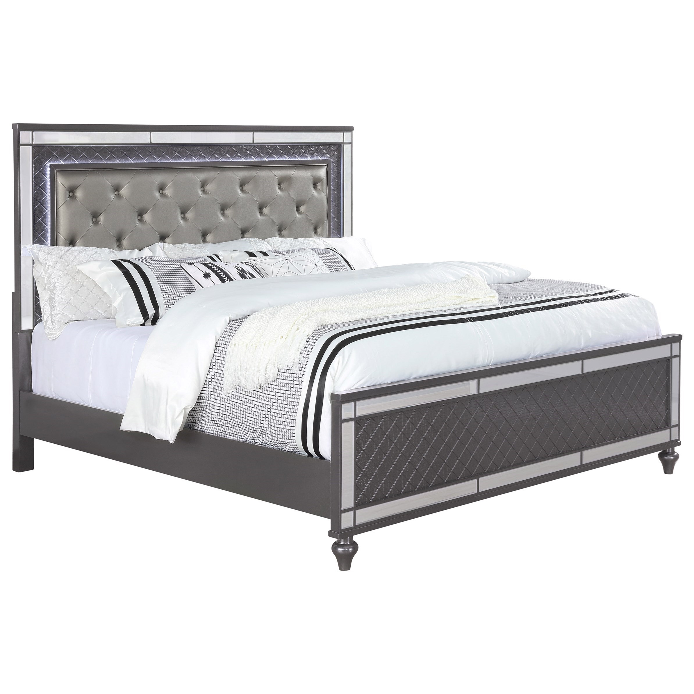 Crown Mark Refino B1670KHB+KFB+KQRAIL Glam King Upholstered Bed