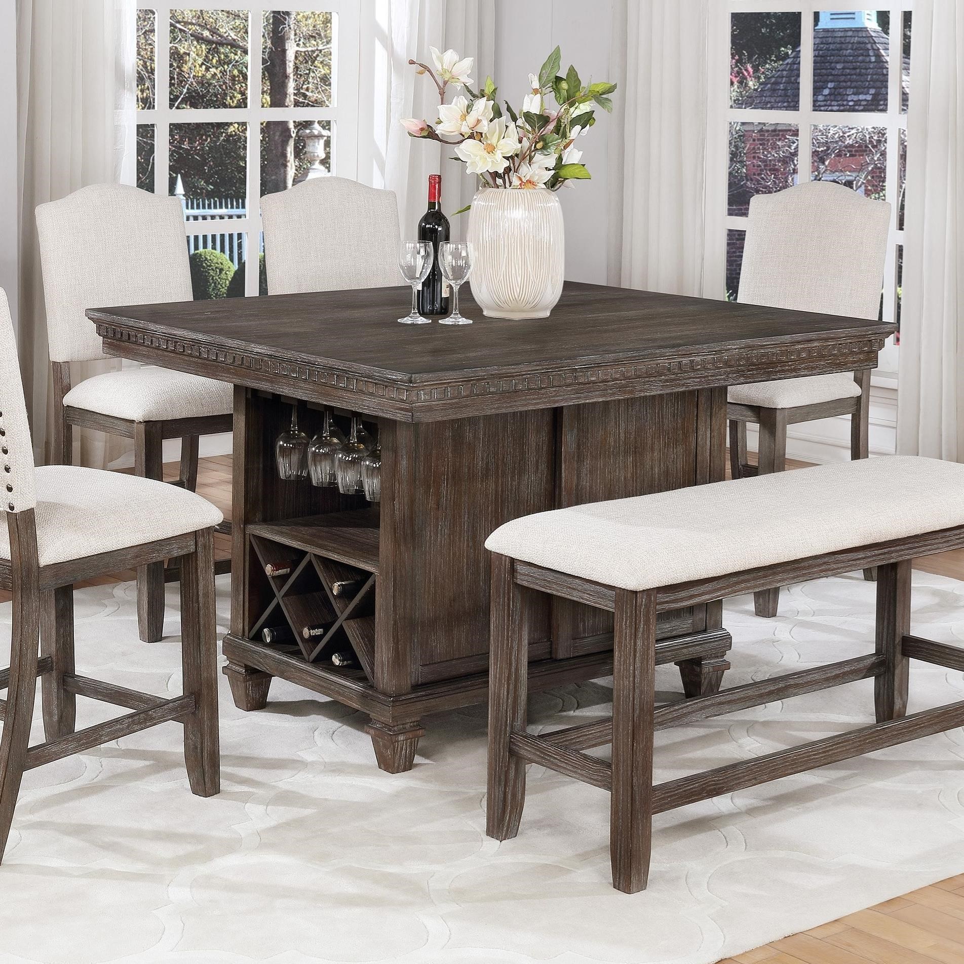 Crown Mark Regent Counter Height Table with Built-in Wine ...