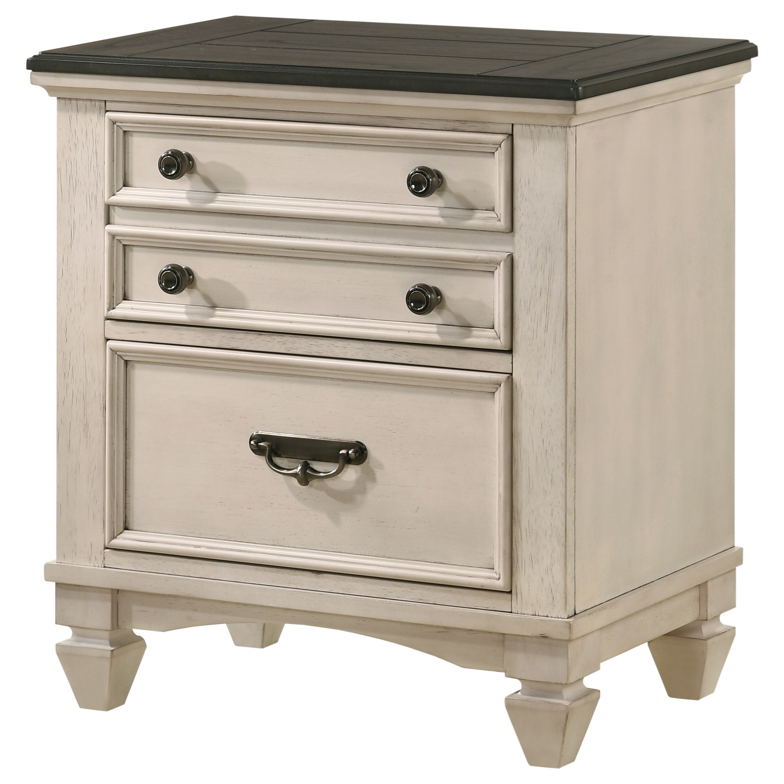 Crown Mark Sawyer 540199077 Cottage Style 2Drawer Nightstand